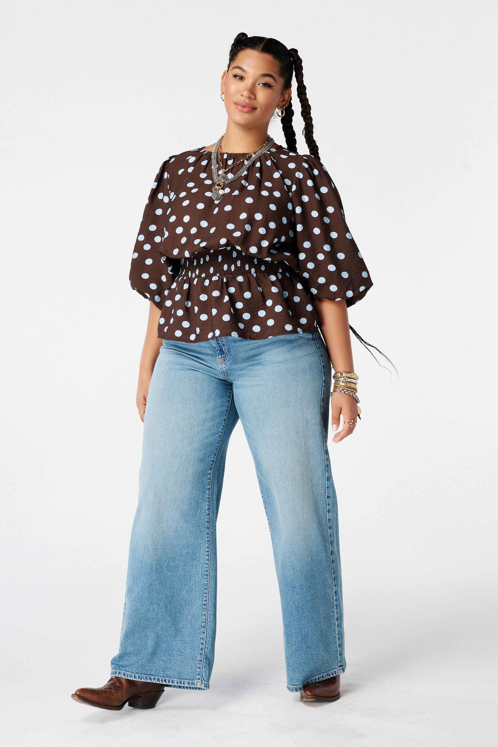 Getailleerde blouse met polka dot image number 5