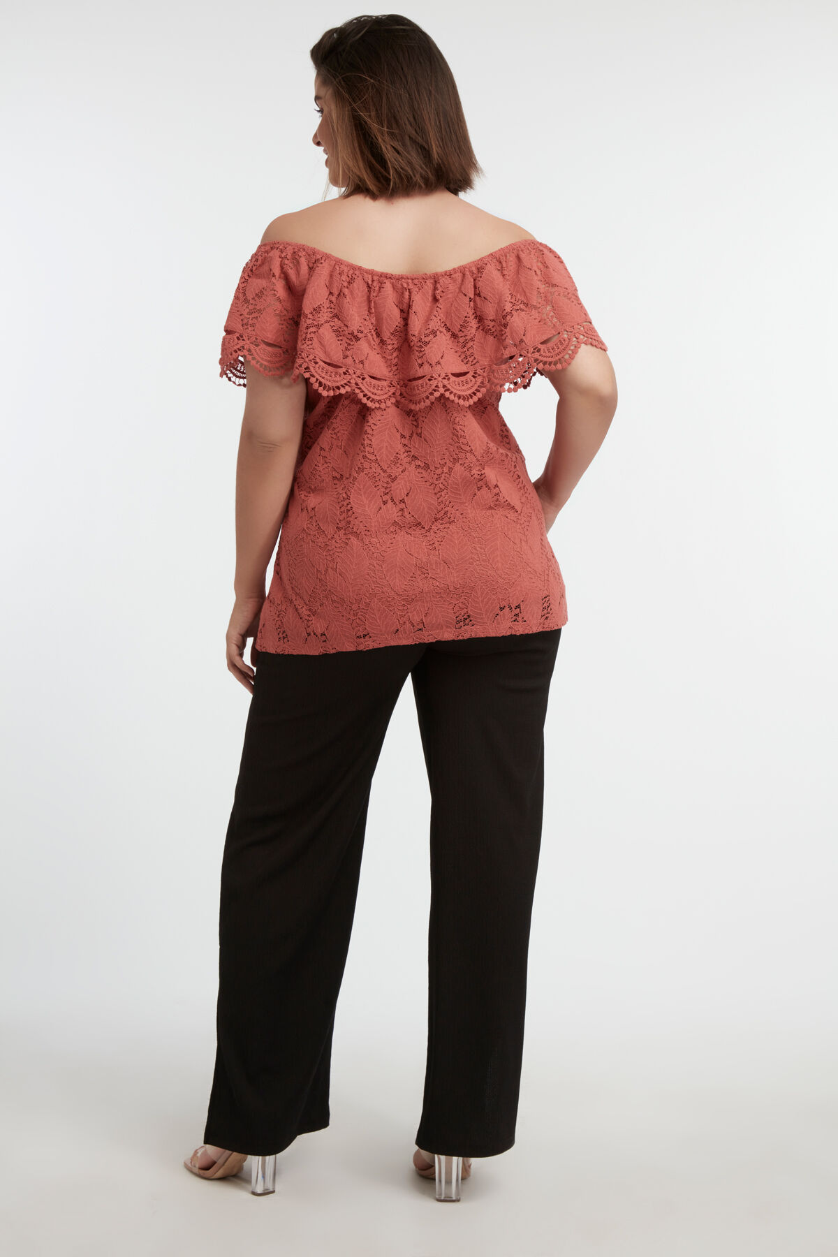 Off-shoulder top met kant image number 4