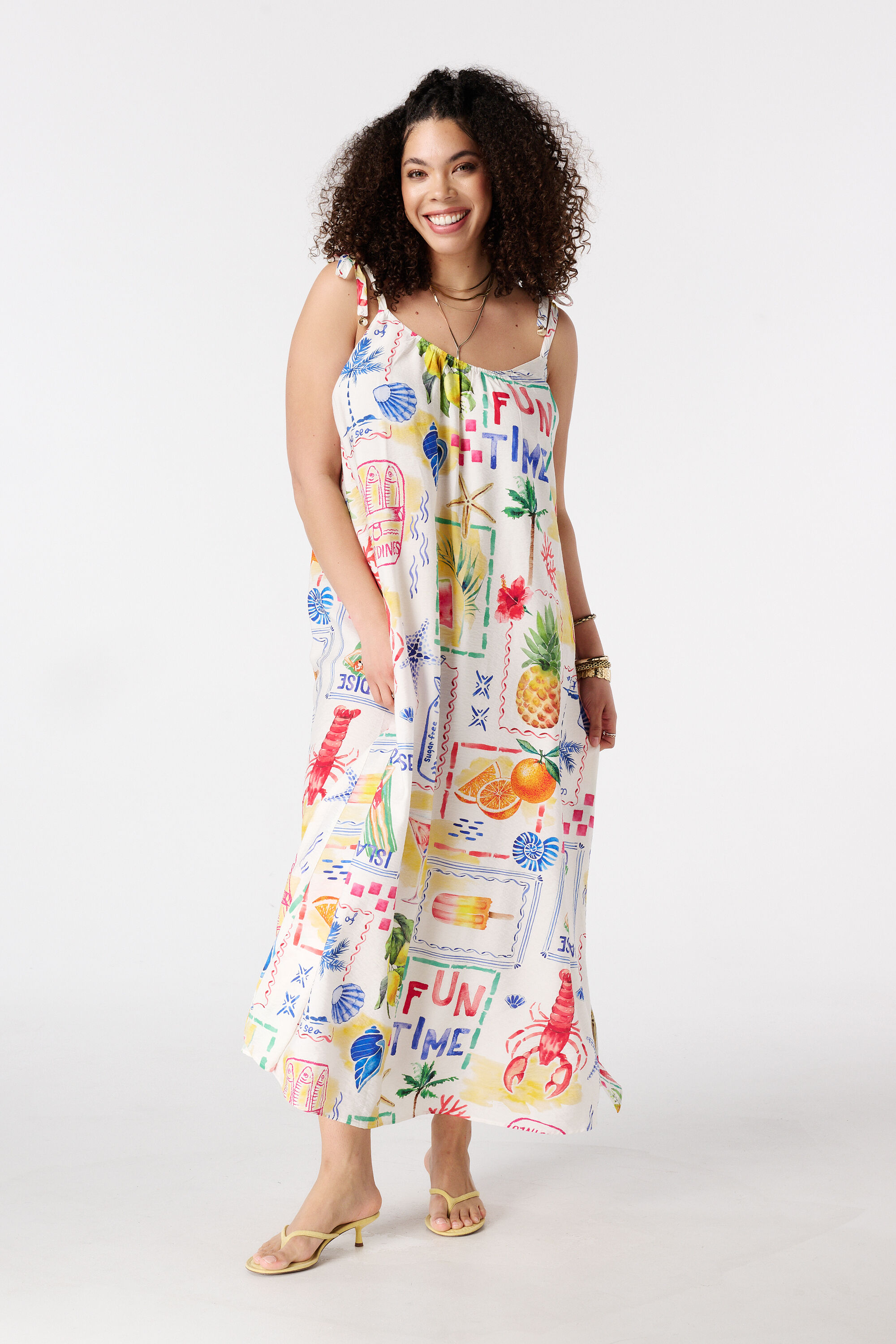 Maxi jurk met spaghetti bandjes