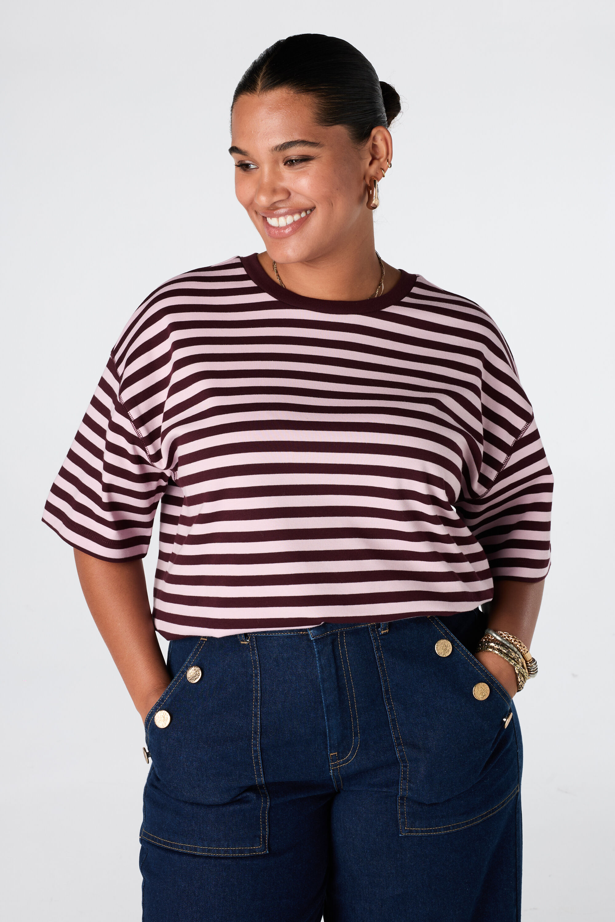 Oversized gestreept t-shirt