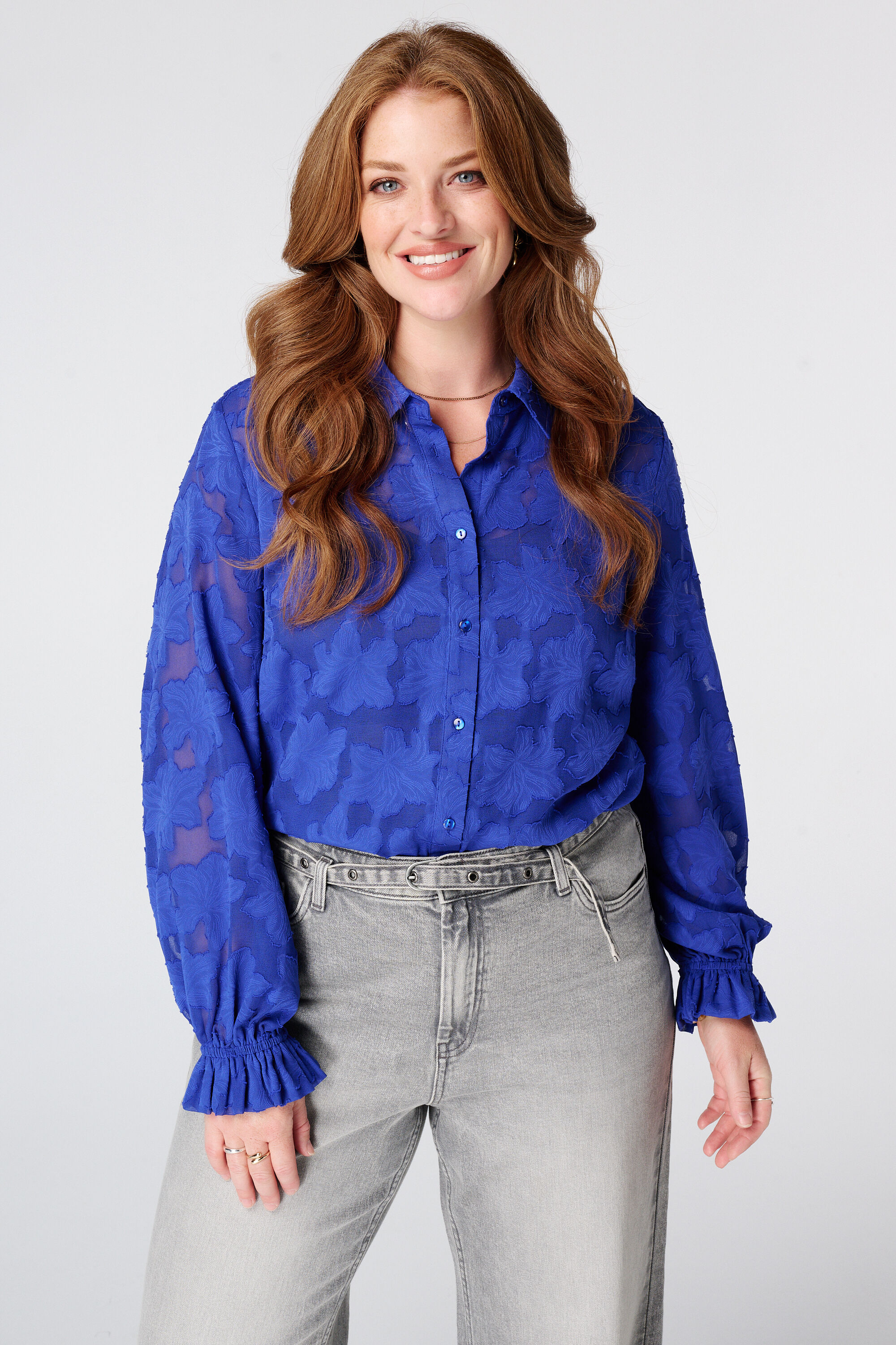 Sheer blouse met bloemen structuur image number 0