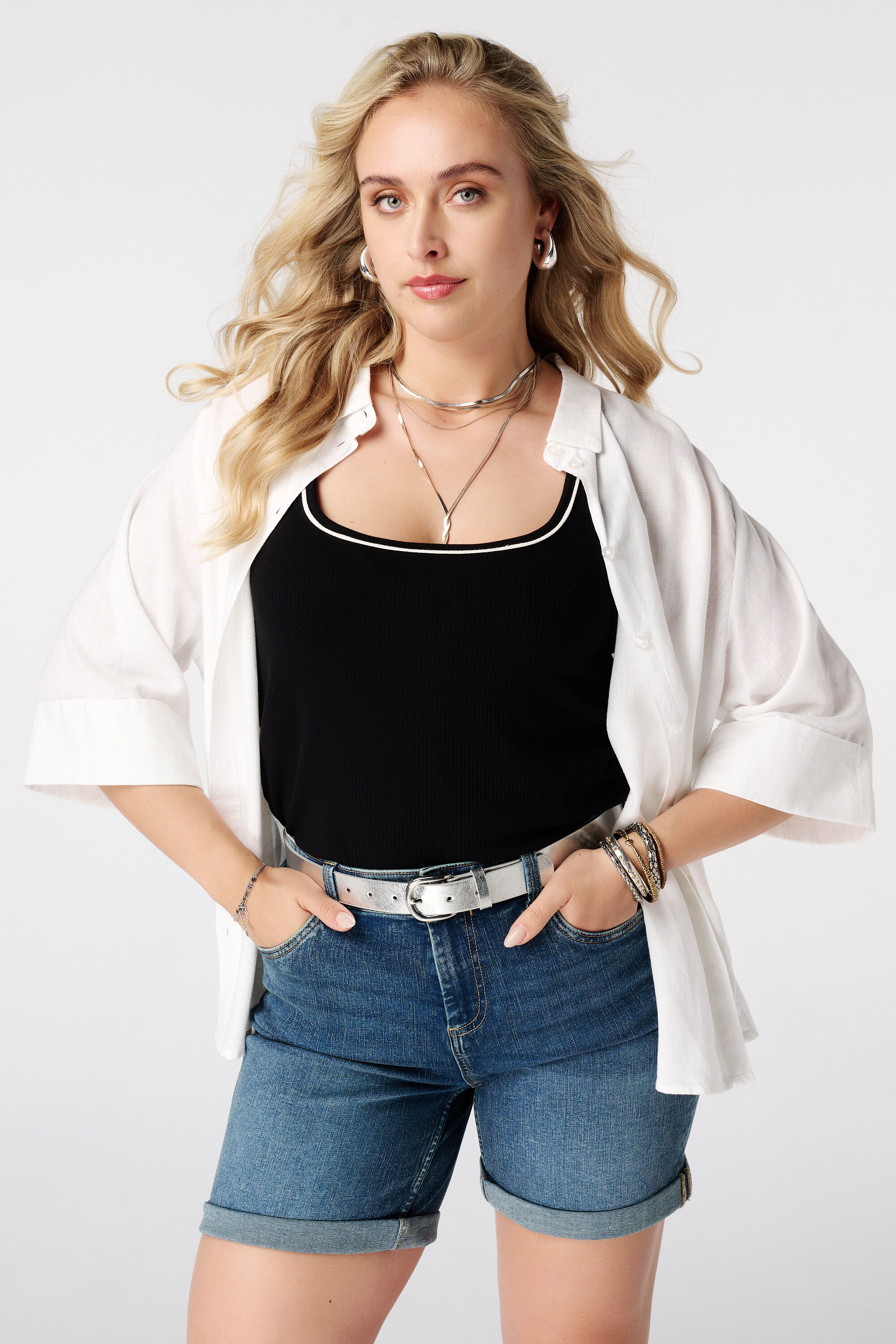 Metallic riem met gesp