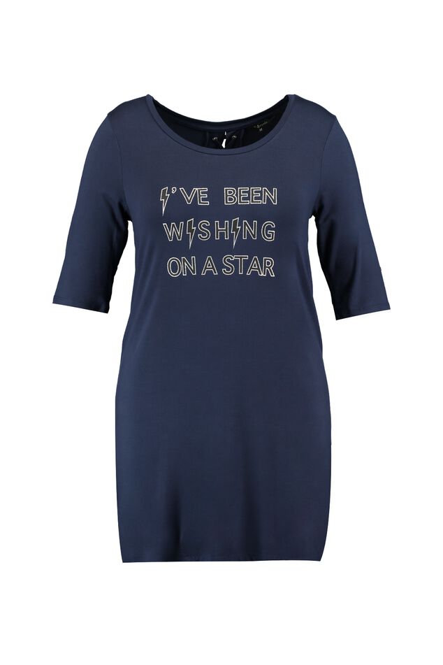 Lang T-shirt met tekst en rijgdetails image number 1