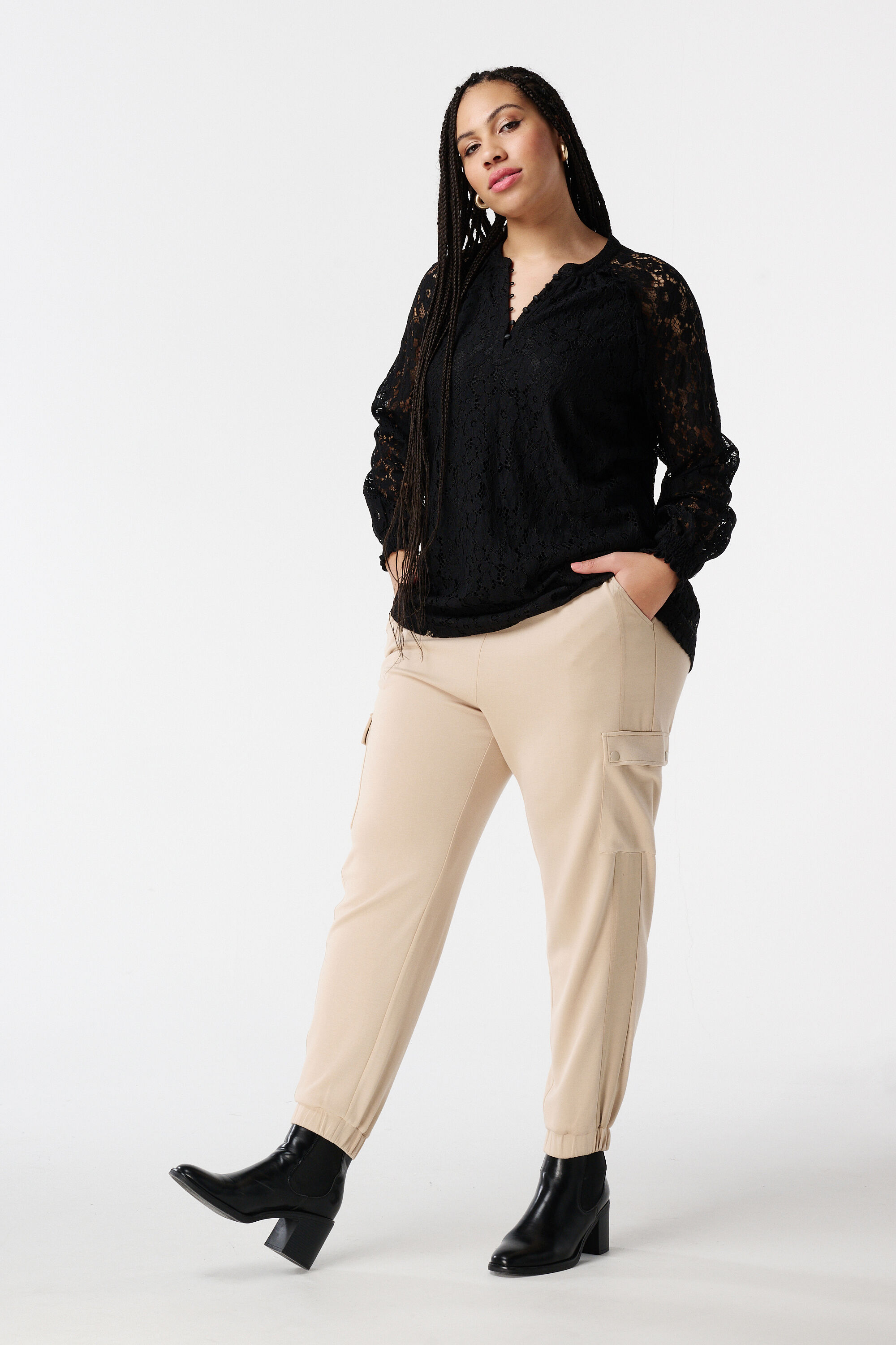 Kanten top met lange mouwen image number 5