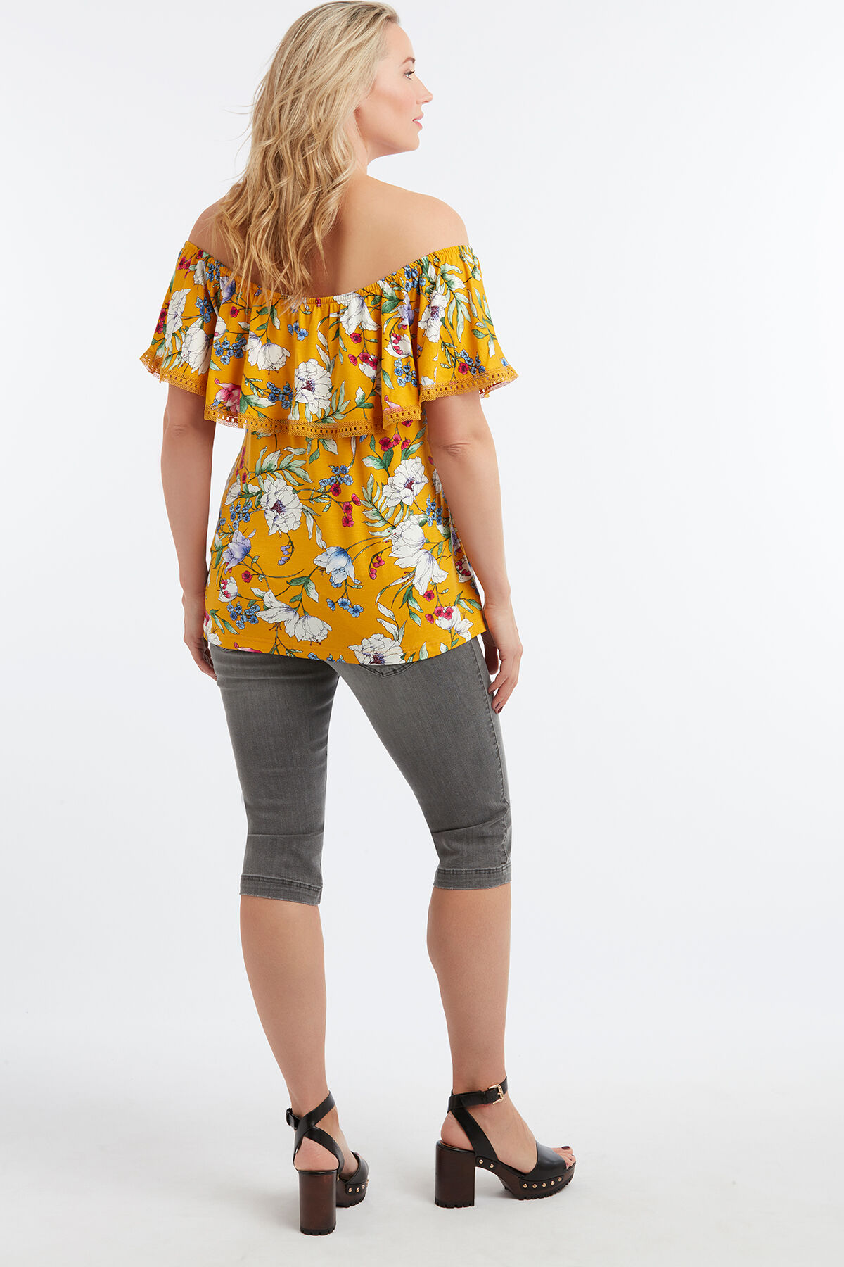 Off-shoulder top met print image number 4