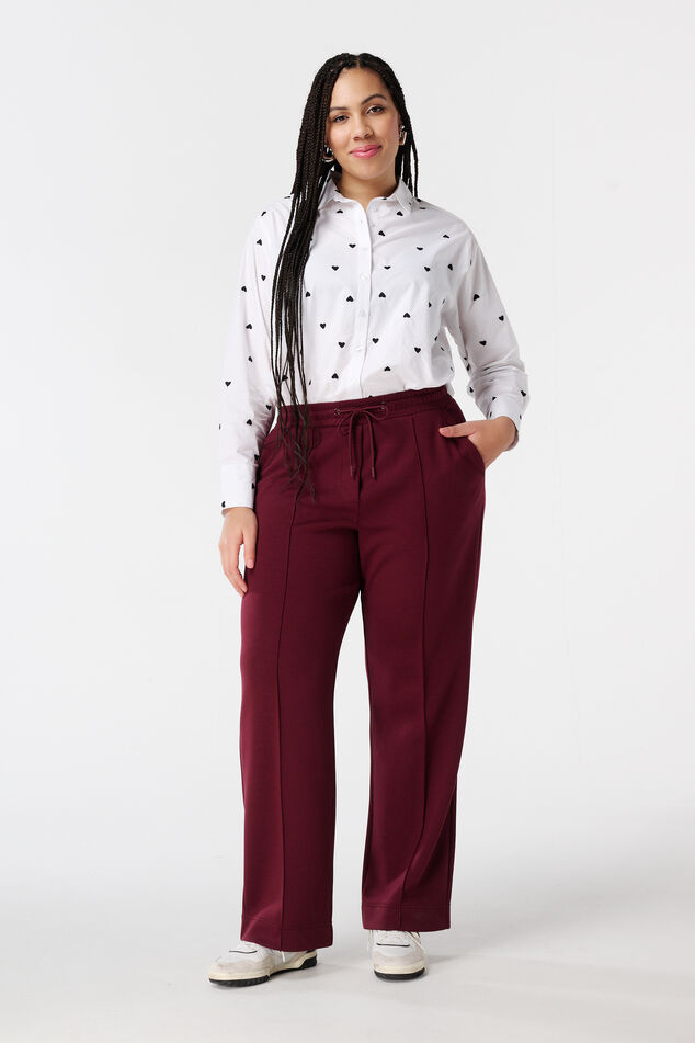 Broek met elastische taille en siernaad image number 0