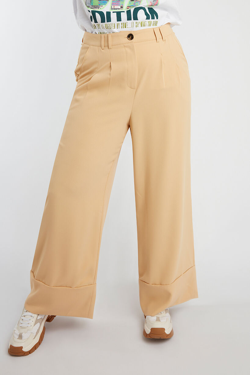 Wijde broek met bandplooien image number 4