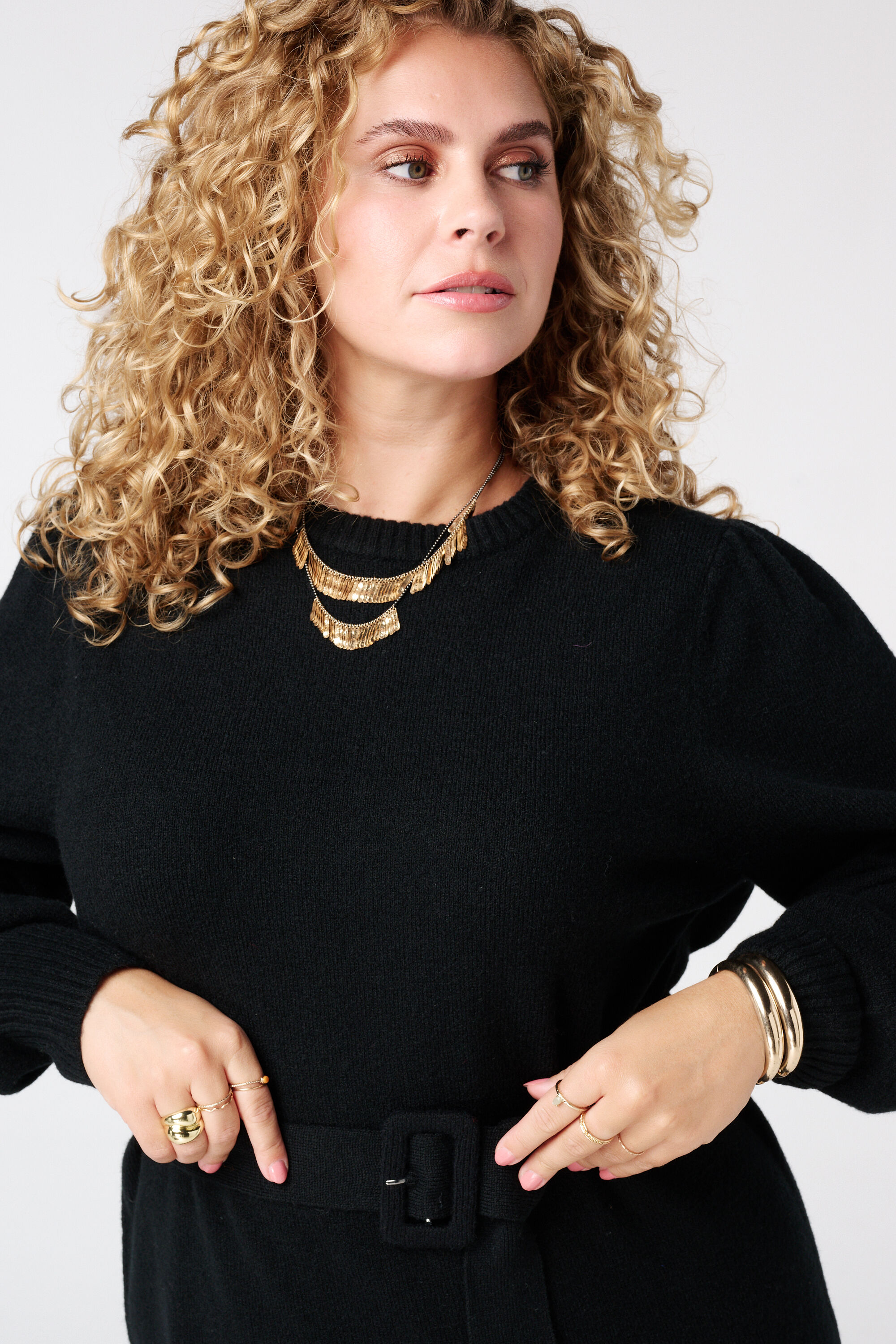 Gebreide jurk met ceintuur image number 4