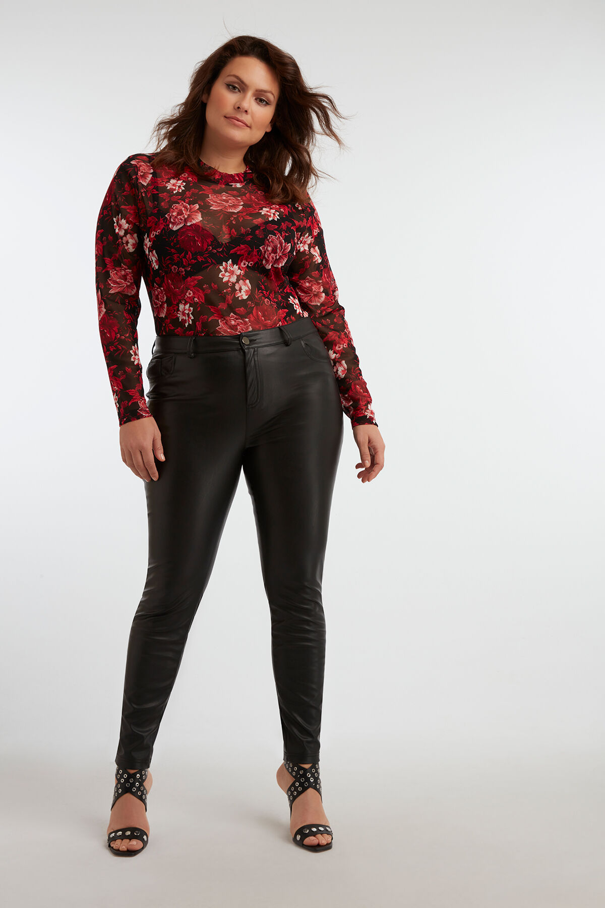 Imitatieleren slim leg broek image number 3