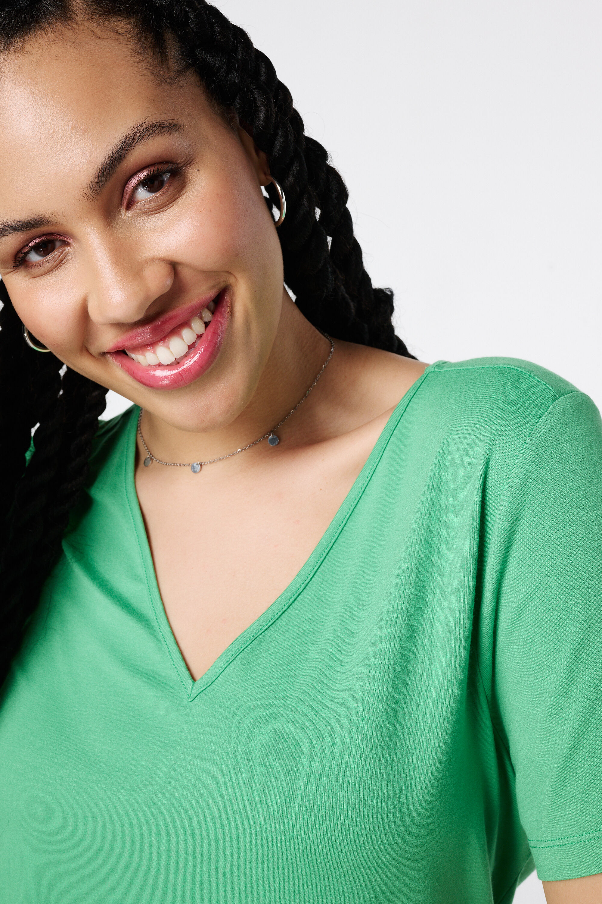 T-shirt met V-hals image number 4