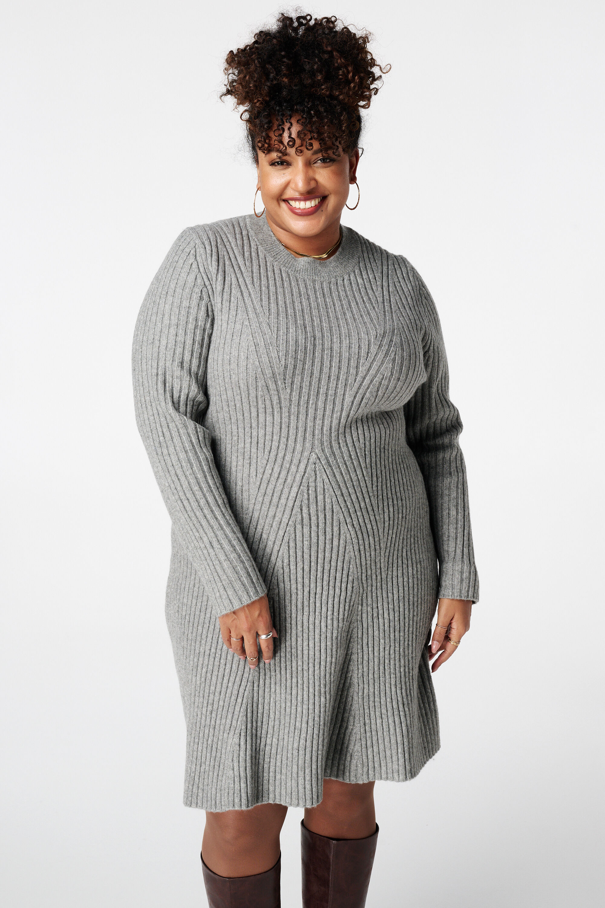 Gebreide fit & flare jurk image number 5