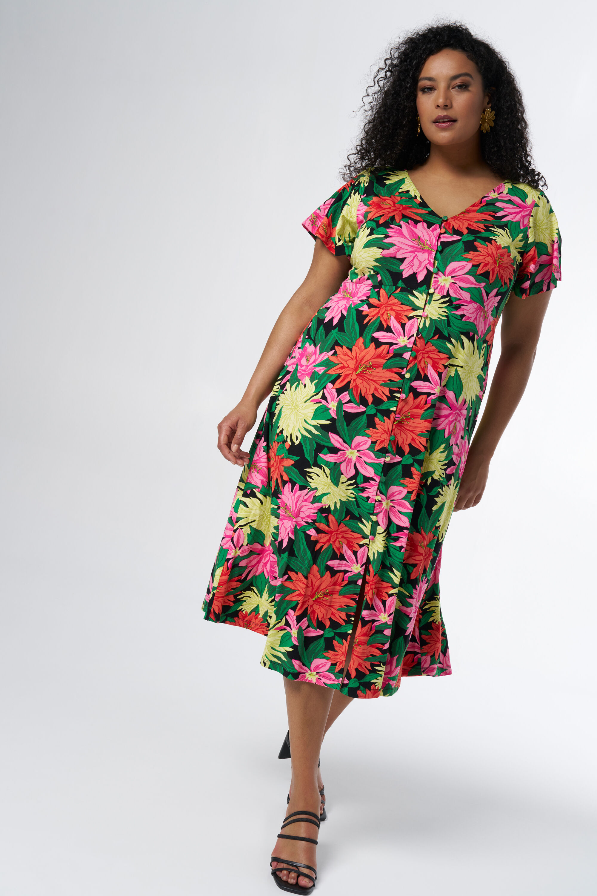 Midi jurk met bloemenprint image number 5