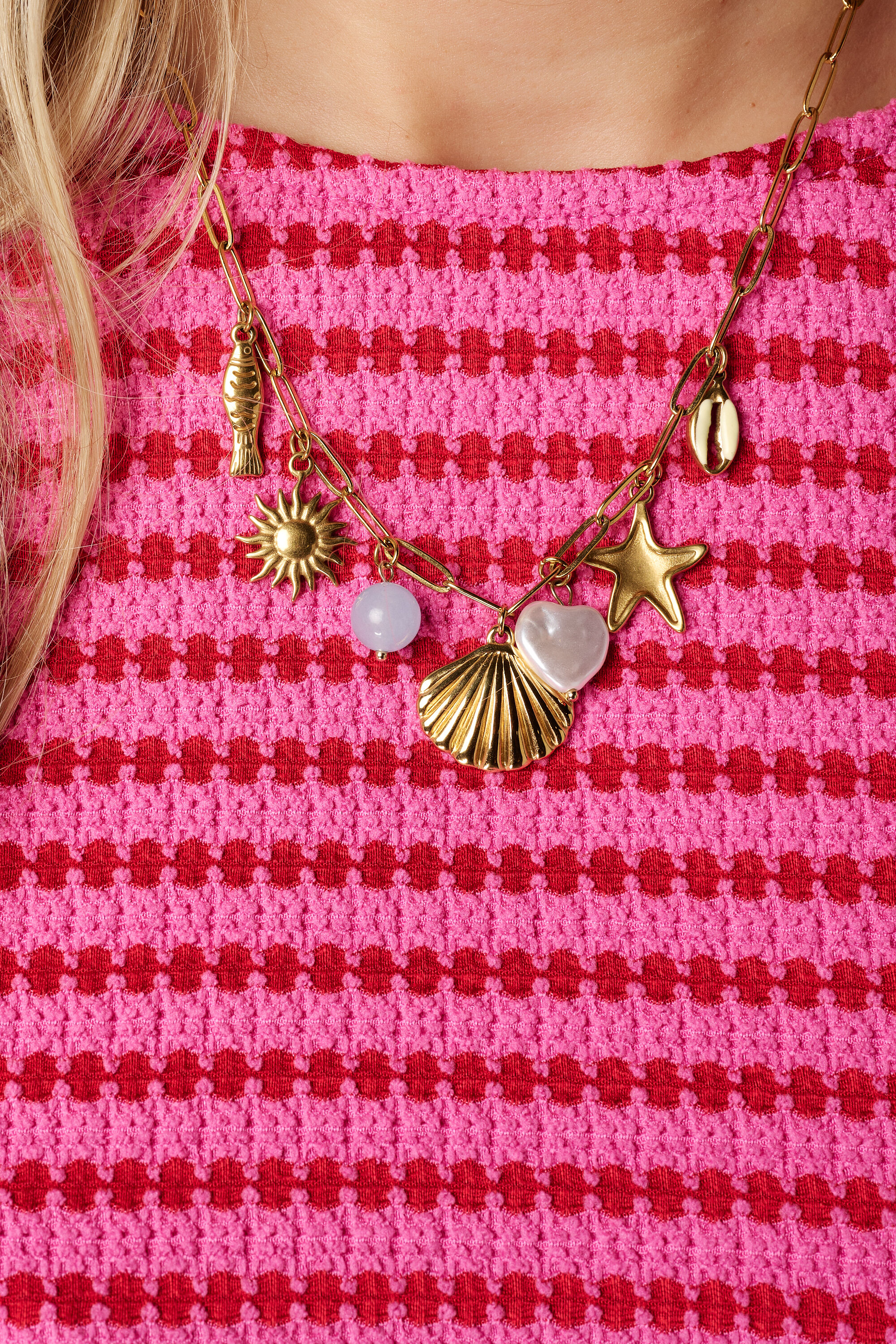 Zomerse schakel ketting met bedels image number 2