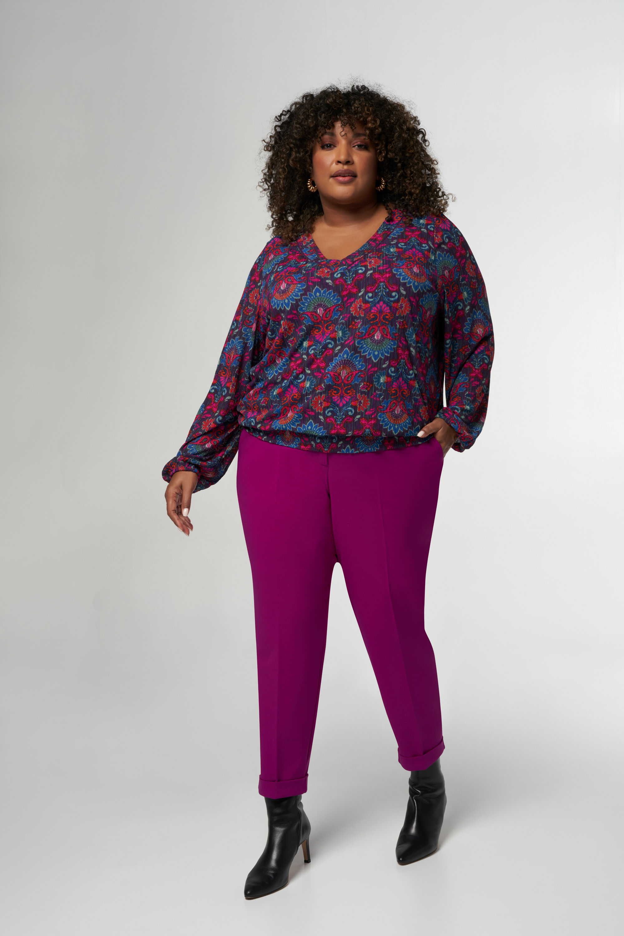 Top met ballon fit en paisley print image number 5