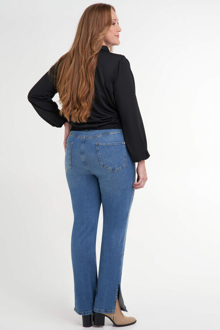 High waist jeans met split