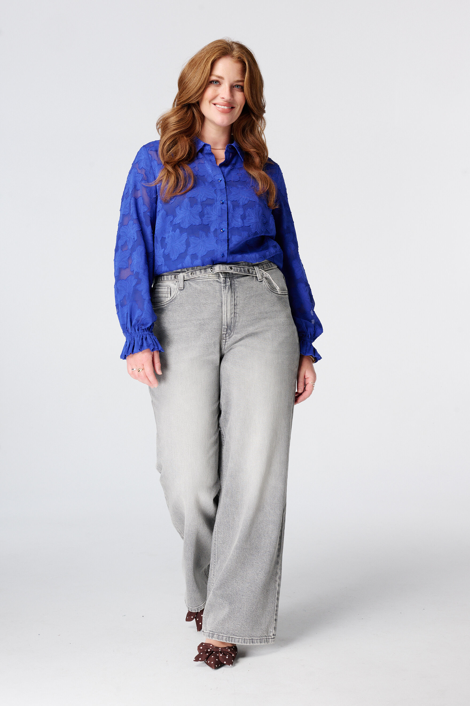 Sheer blouse met bloemen structuur image number 5
