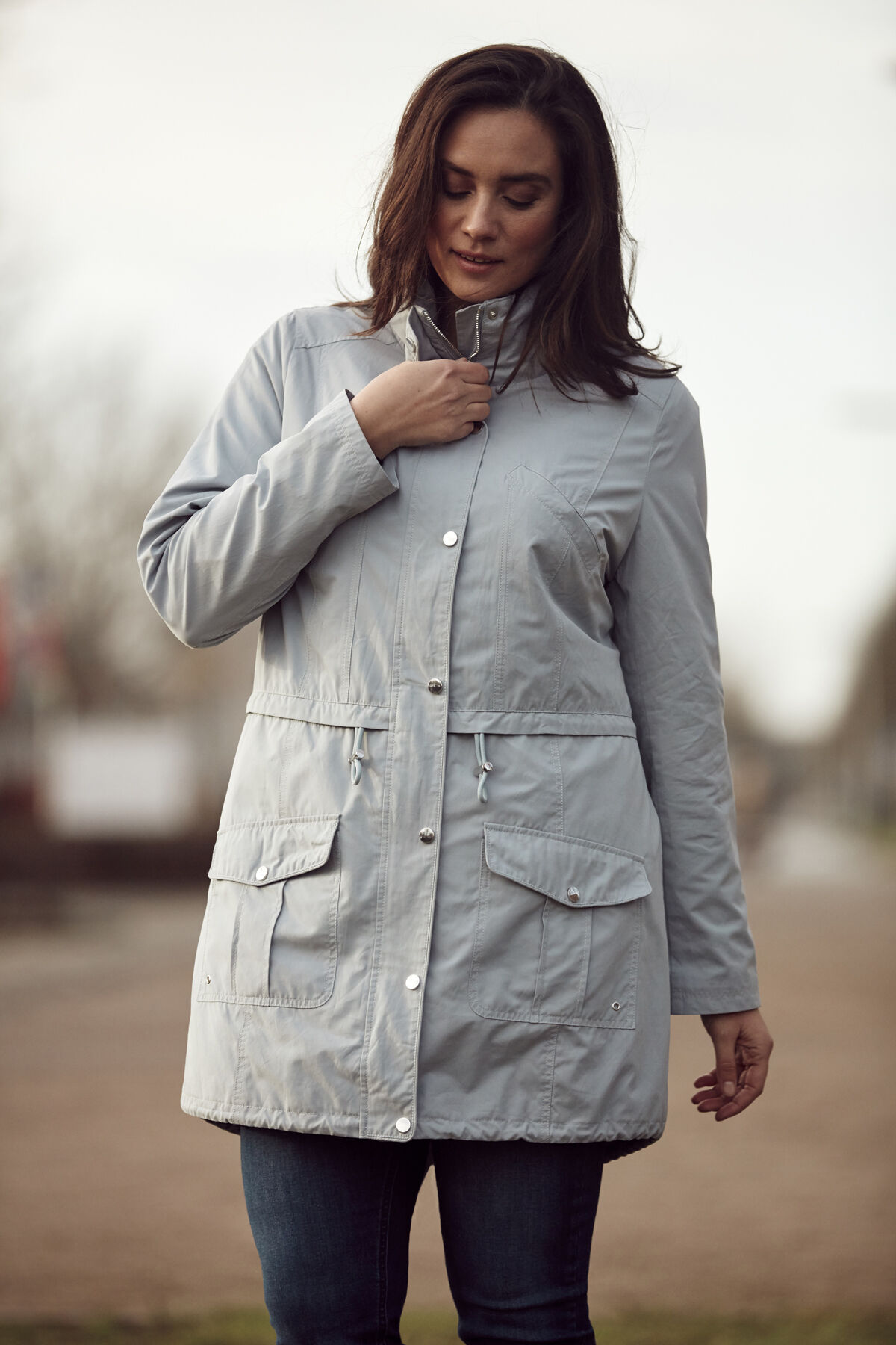 Parka met glimmende details
