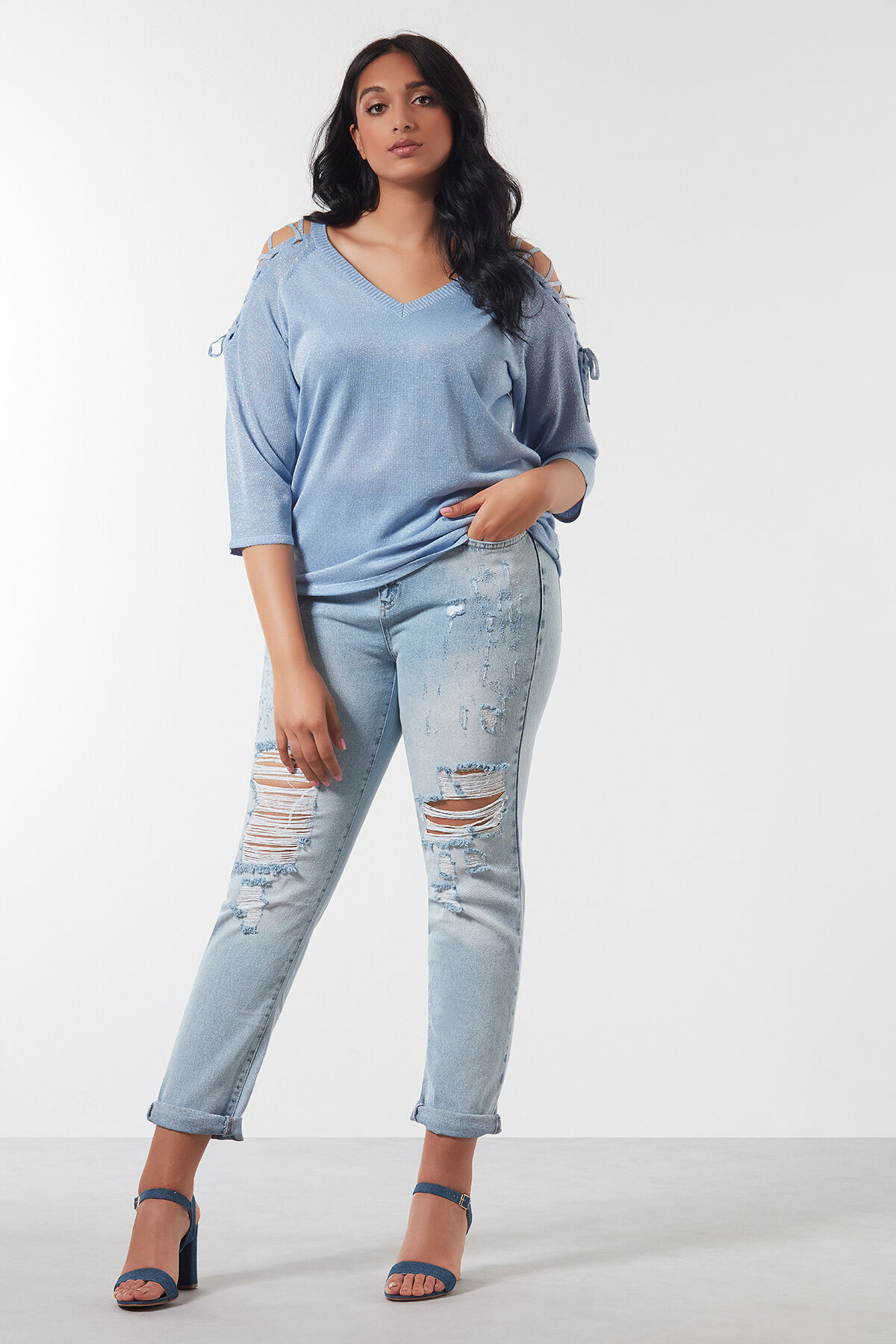 Trui met lurex en rijgdetail image number 3