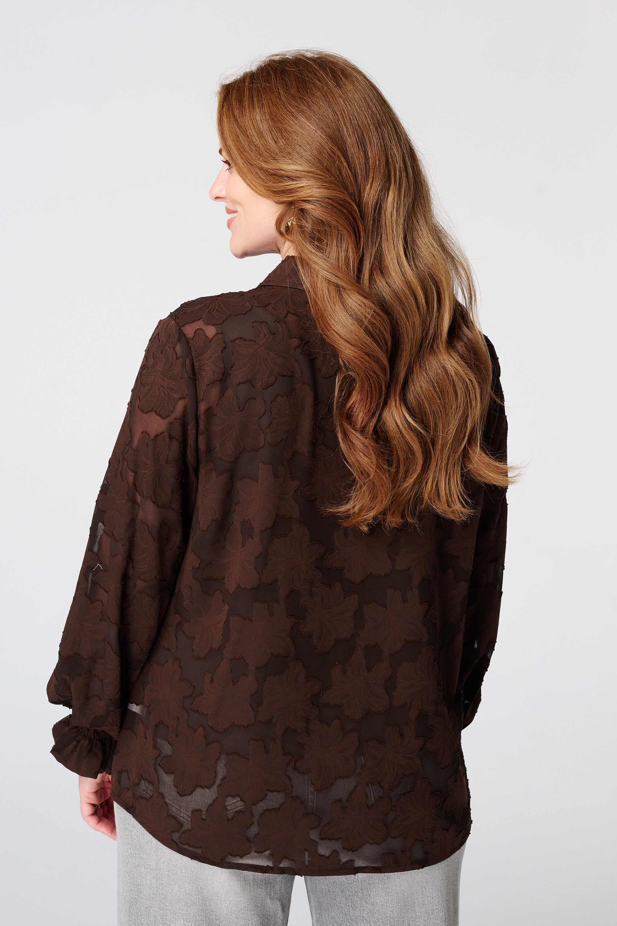 Sheer blouse met bloemen structuur image number 3