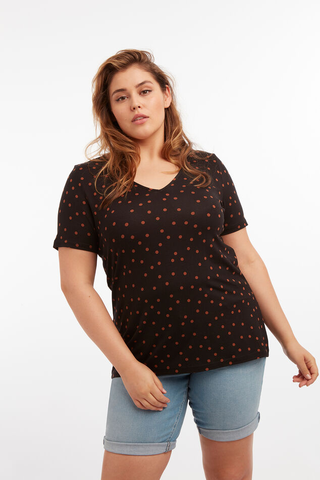 T-shirt met V-hals en print image number 0