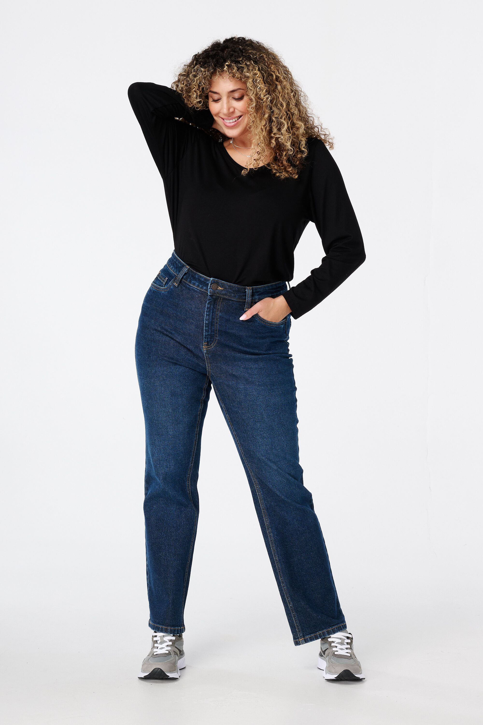 Top met lange mouwen en ronde hals image number 5