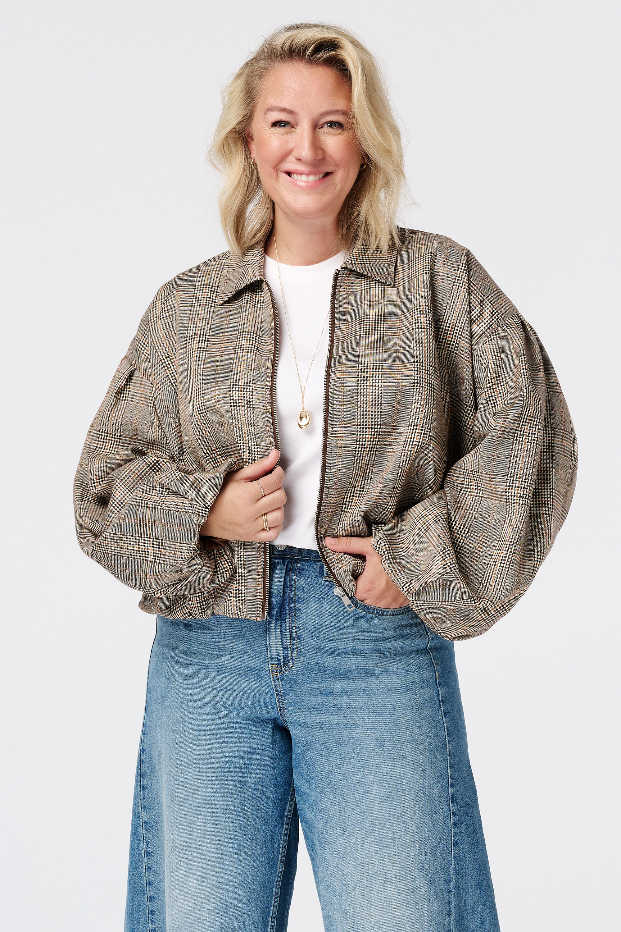 Geruit bomber jasje