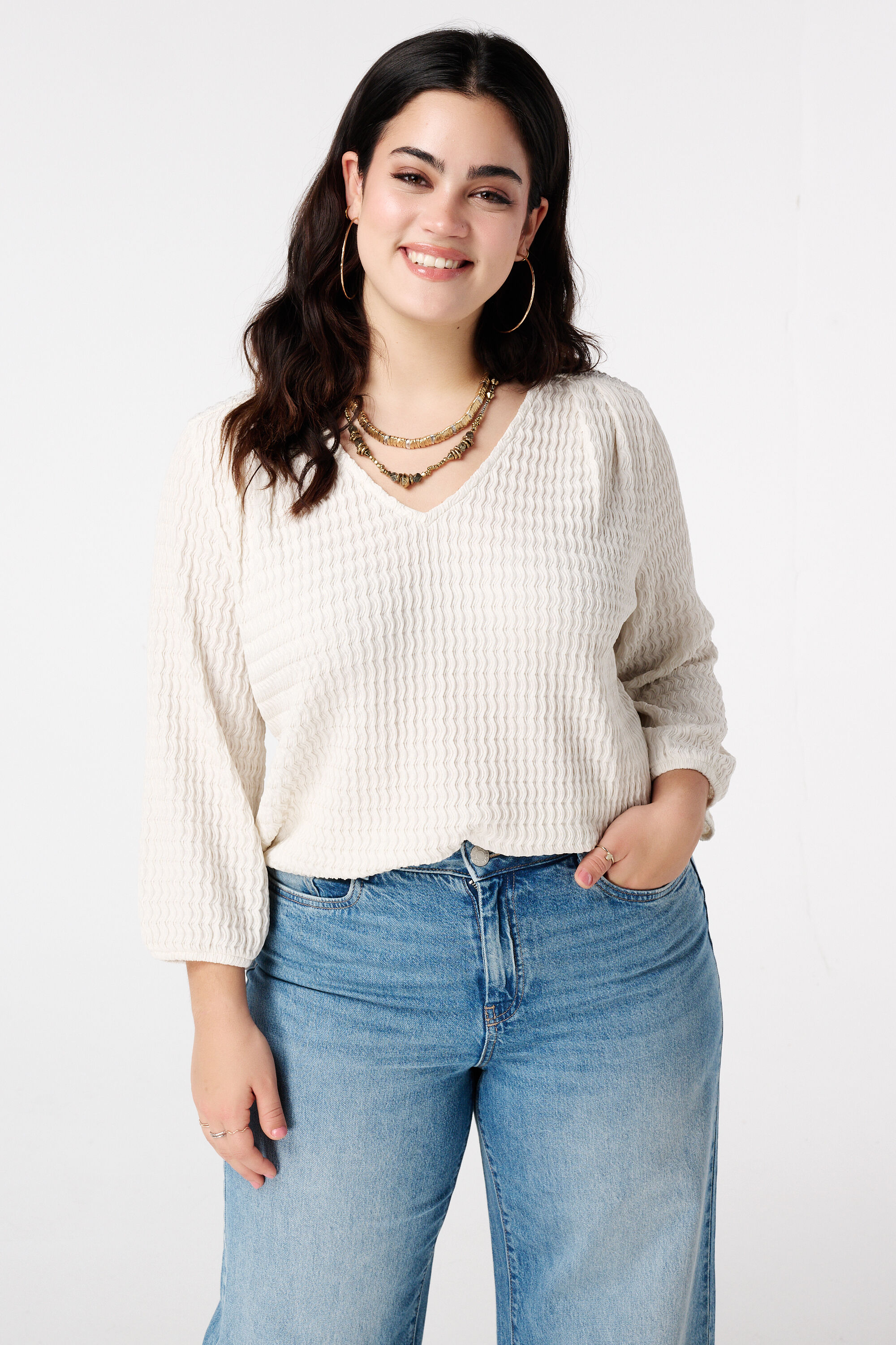 Jersey top in structuur