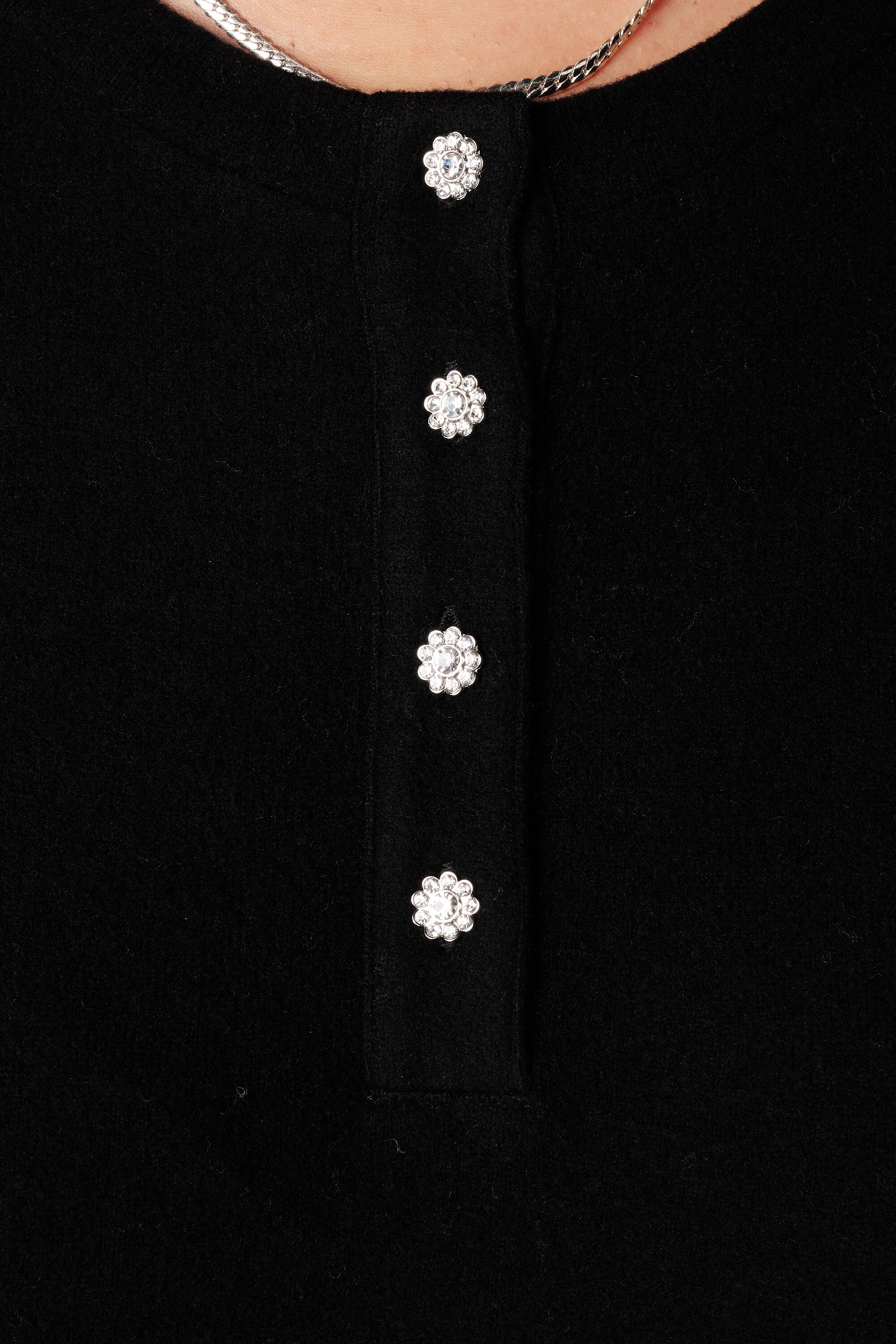 Velours trui met strass knopen image number 6