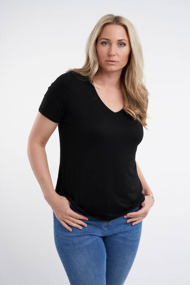 Basic T-shirt met V-hals image number 0