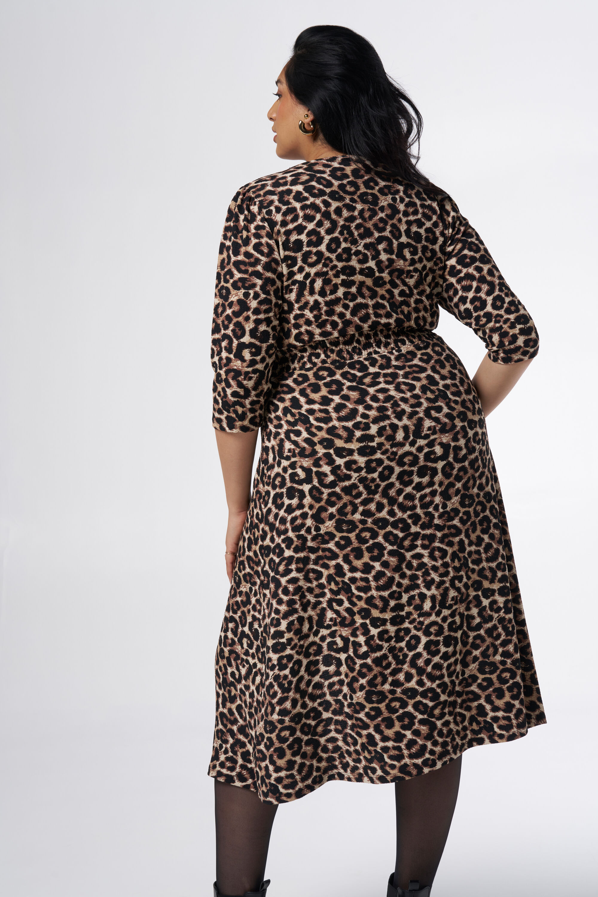 Midi jurk met structuur en print image number 3