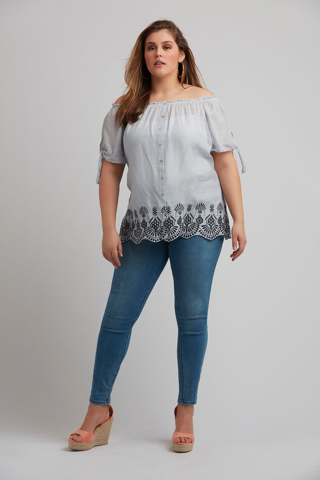Asymmetrische blouse met korte mouw - WIT - - 9.00 Asymmetrische blouse met korte mouw - WIT - - 9.00