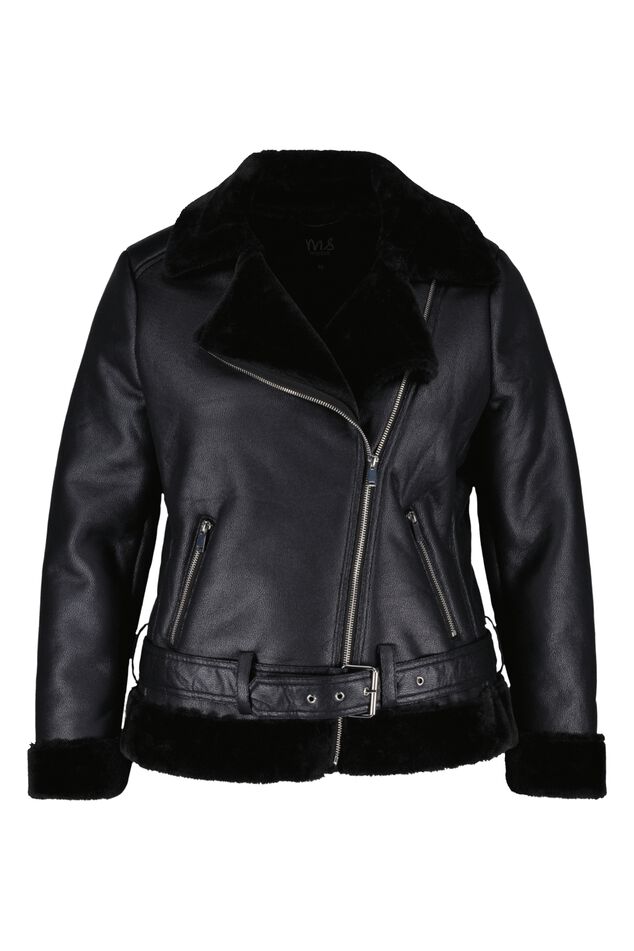 Bikerjack met vegan bont image number 1