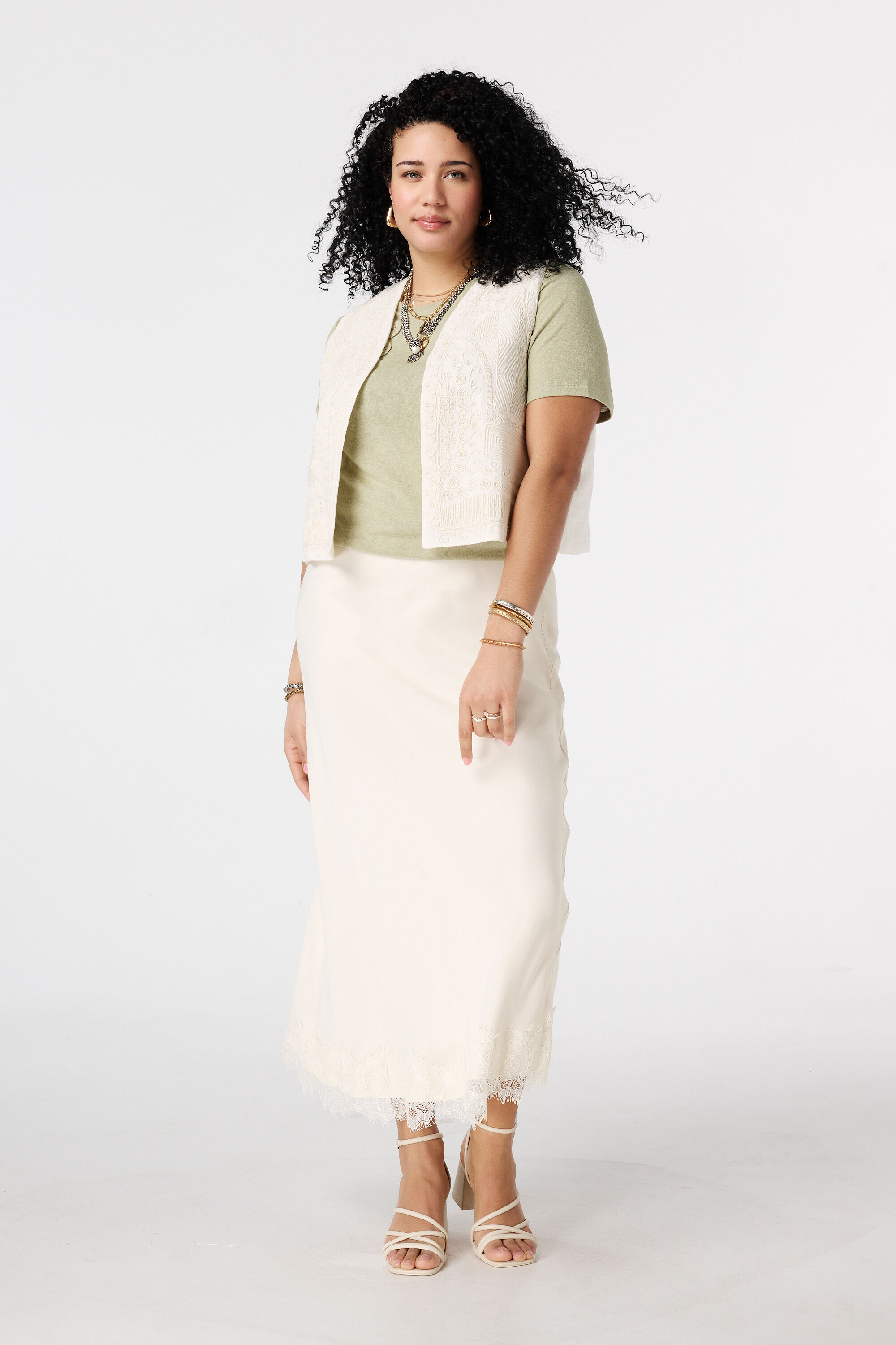 T-shirt met 3D bloemen image number 5