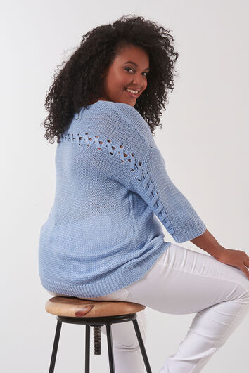 Gebreide trui met rugdetail