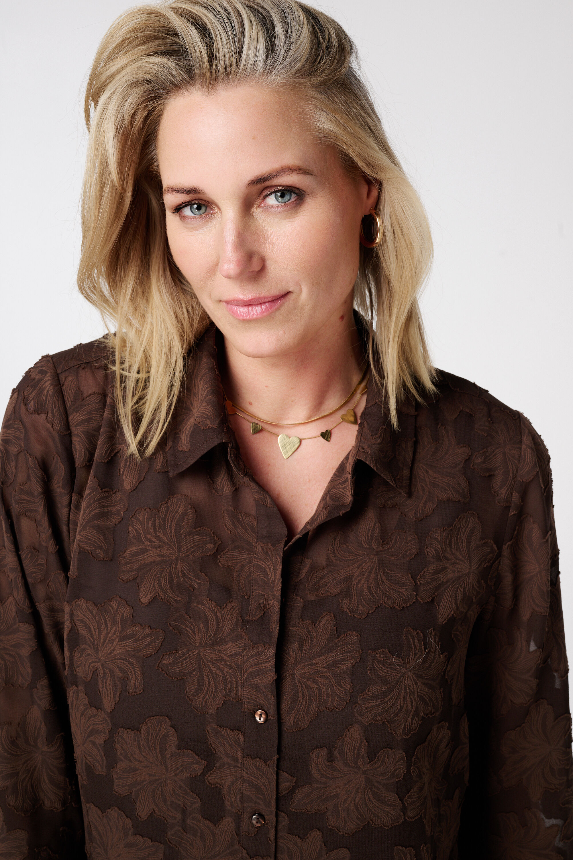 Sheer blouse met bloemen structuur image number 4