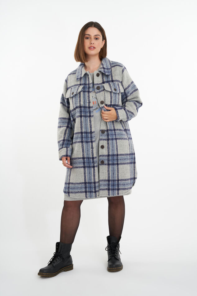 Lange geruite shacket  image number 6