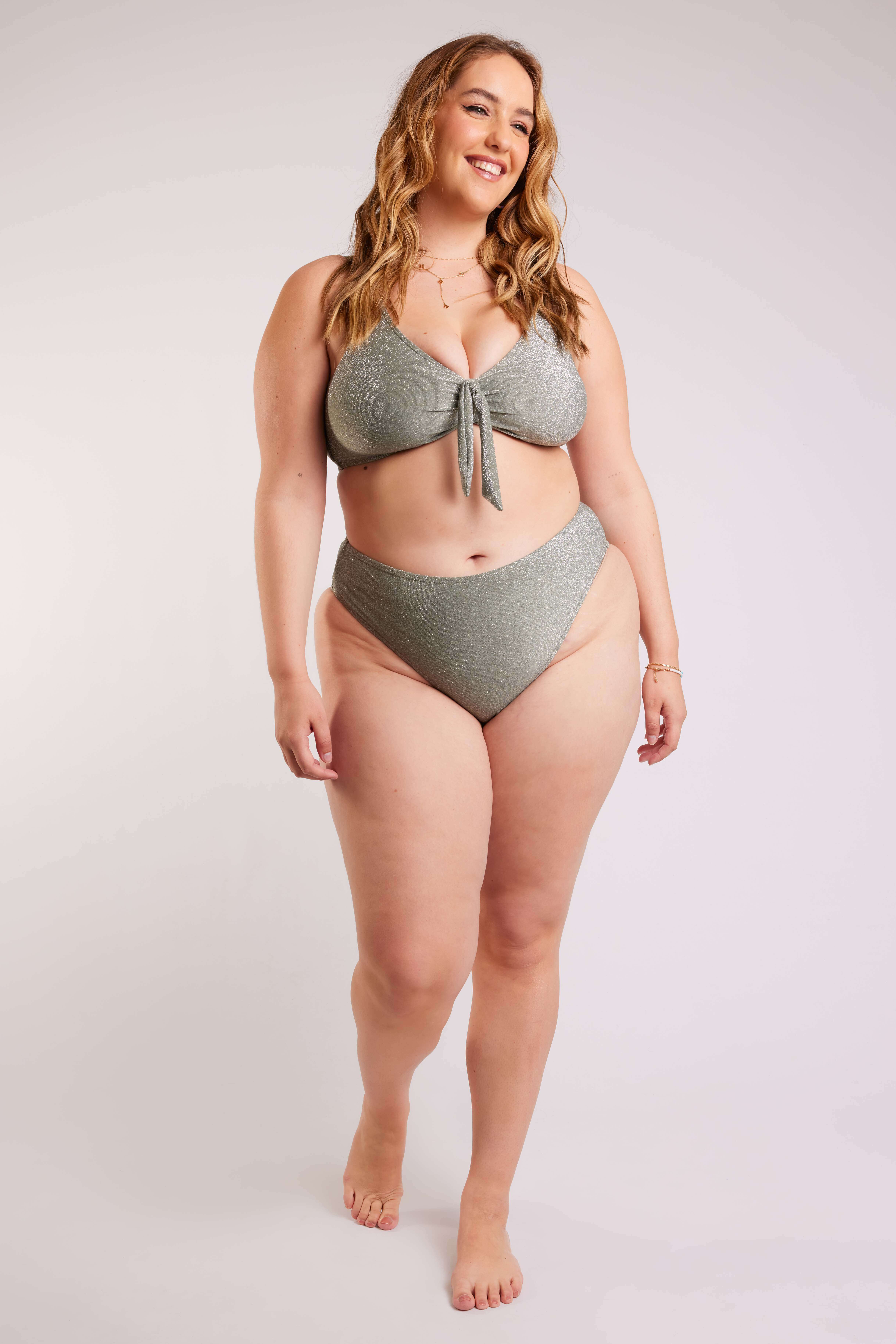 High waisted bikini broekje met glitter image number 7