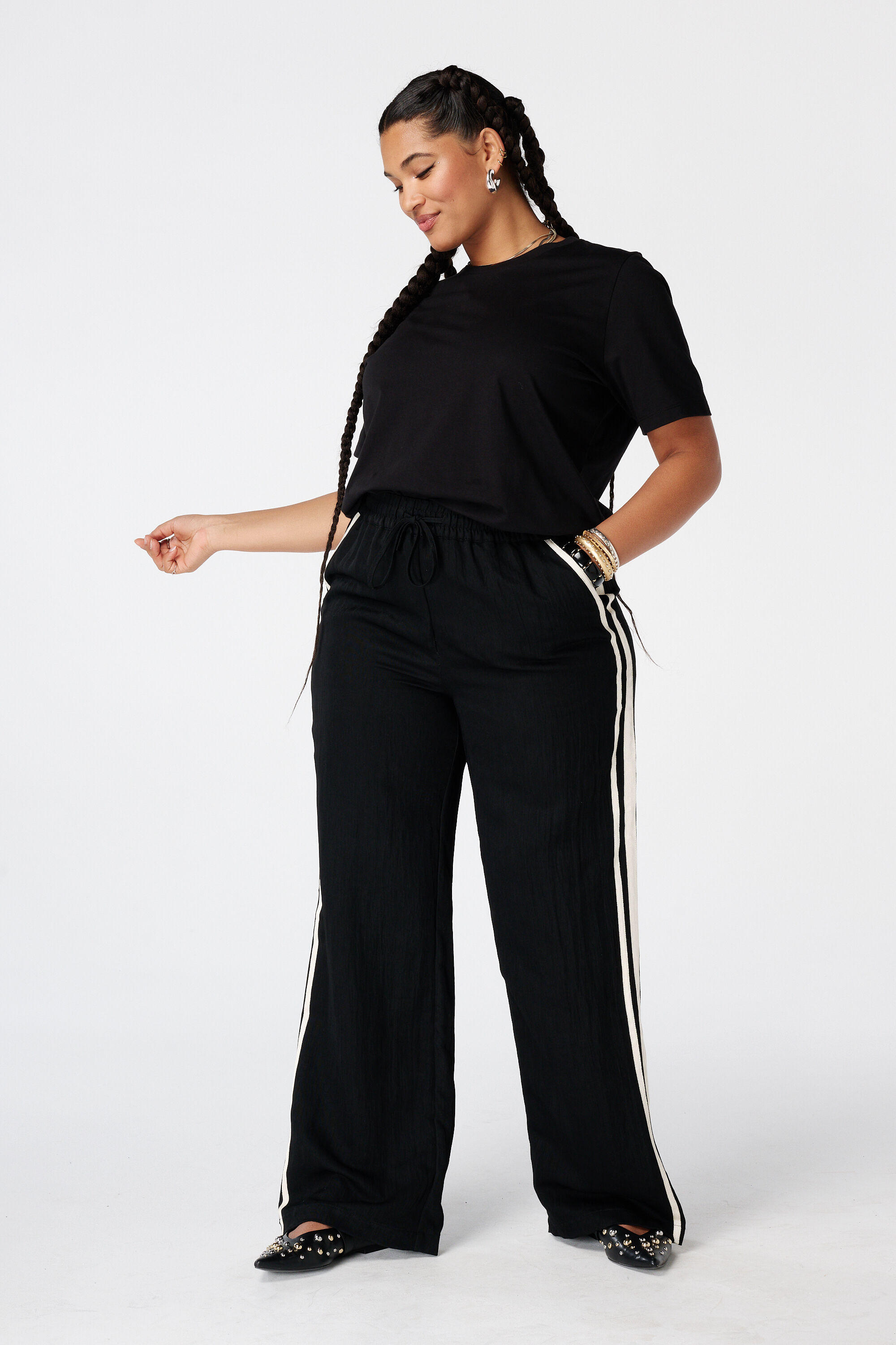 Linnen broek met zijstreep image number 6