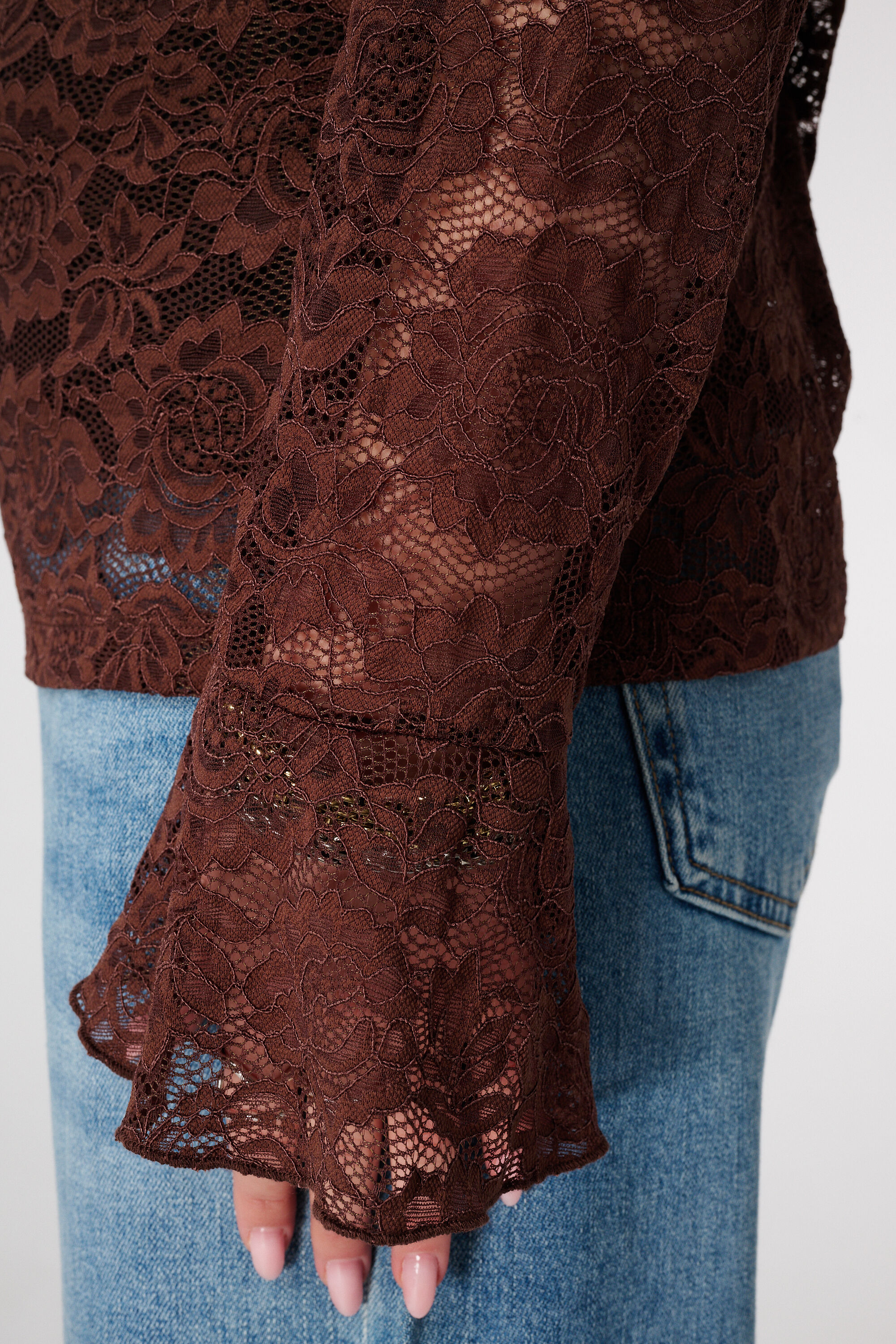 Kanten top met lange mouwen image number 6