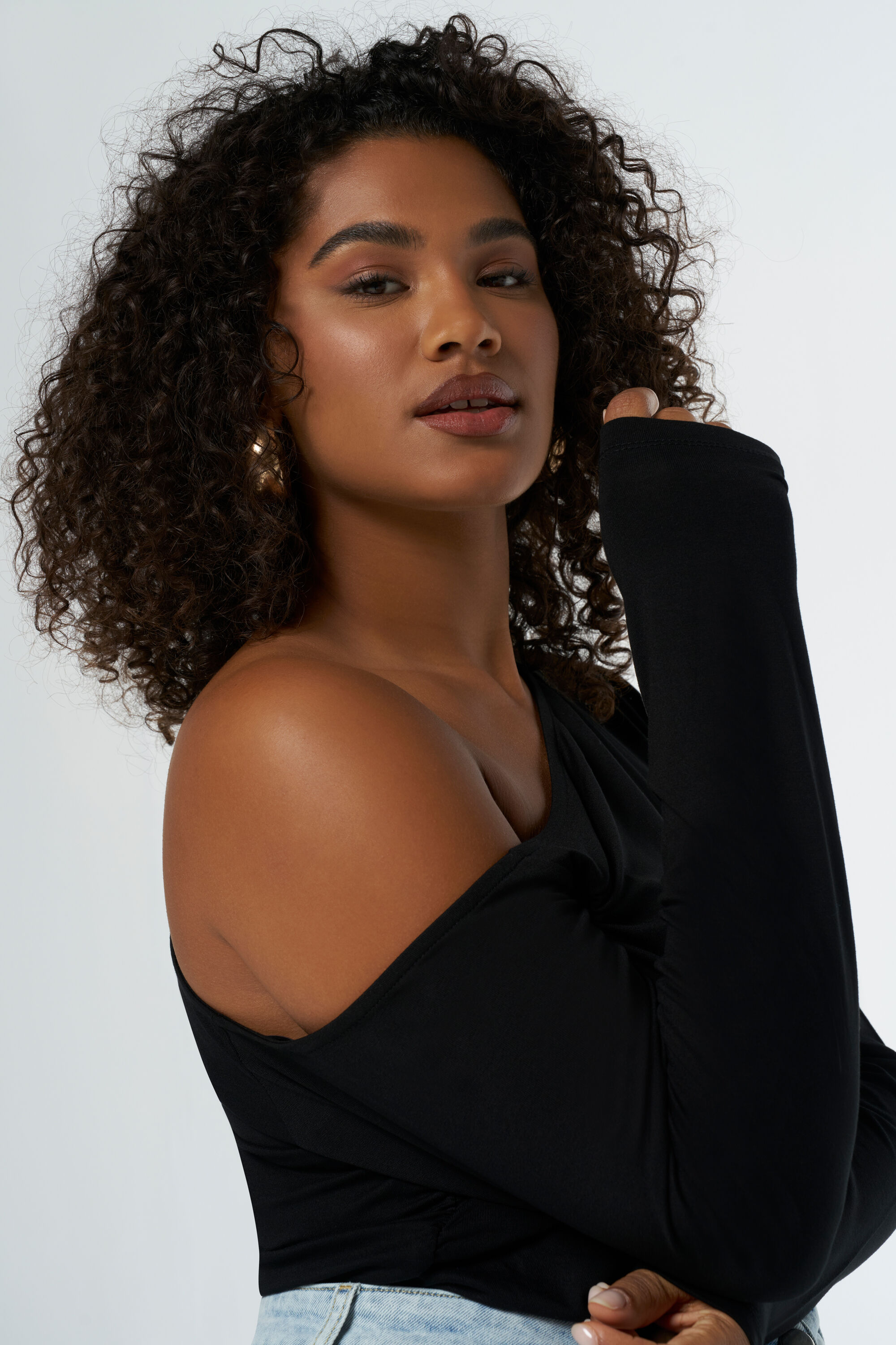 One shoulder cut top deals