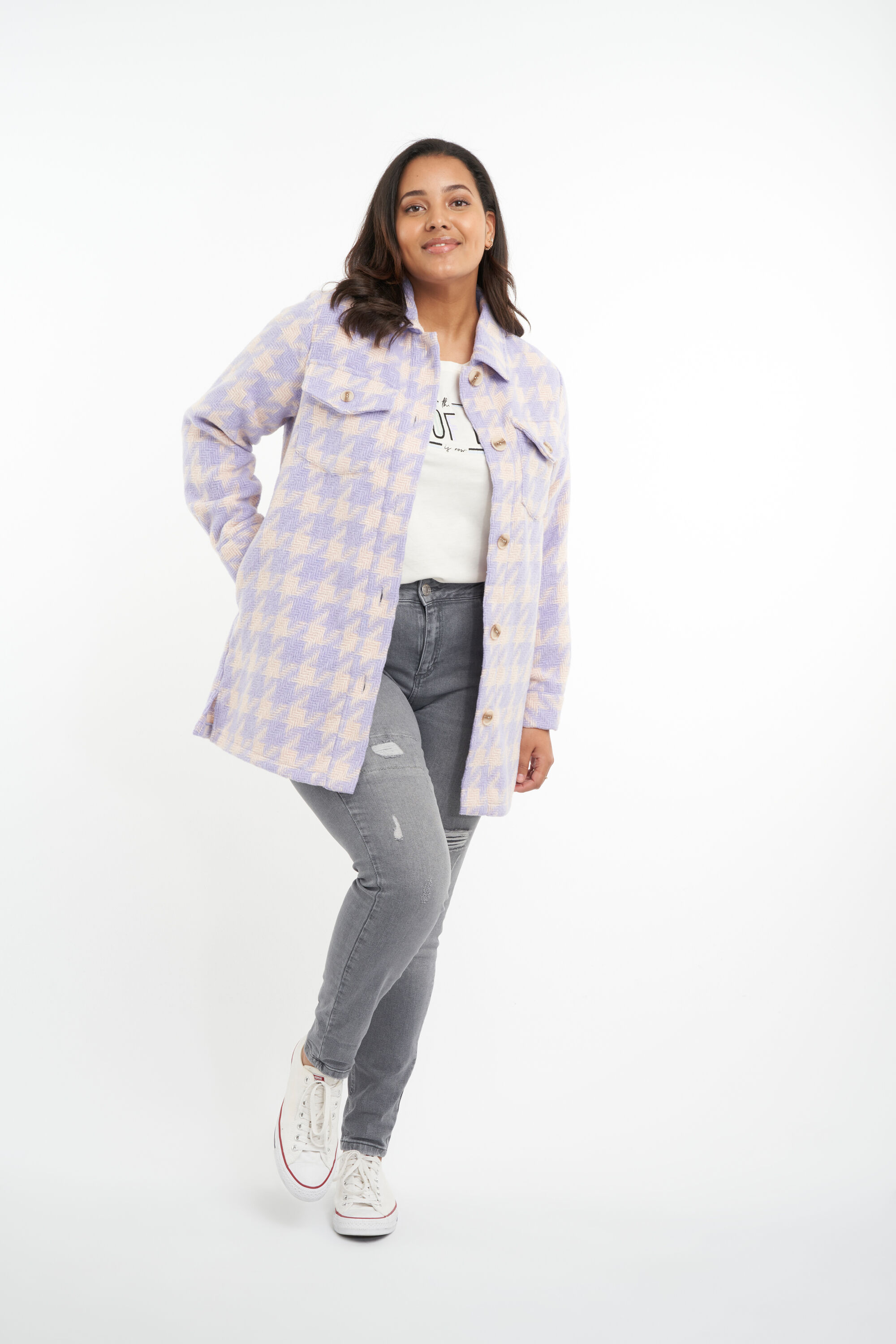 Shacket met pied-de-poule print image number 6