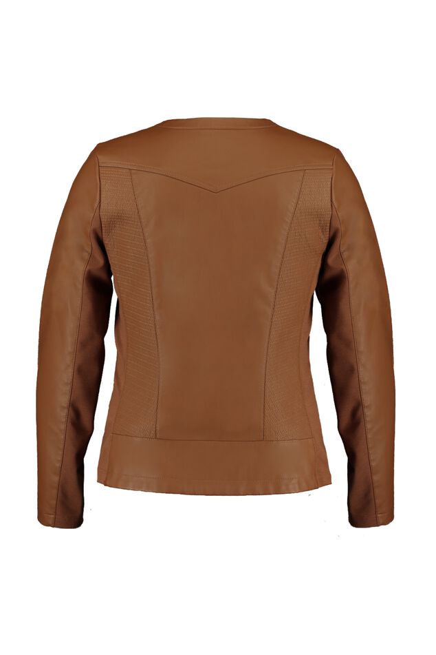 Imitatieleren bikerjack met ronde hals image number 2