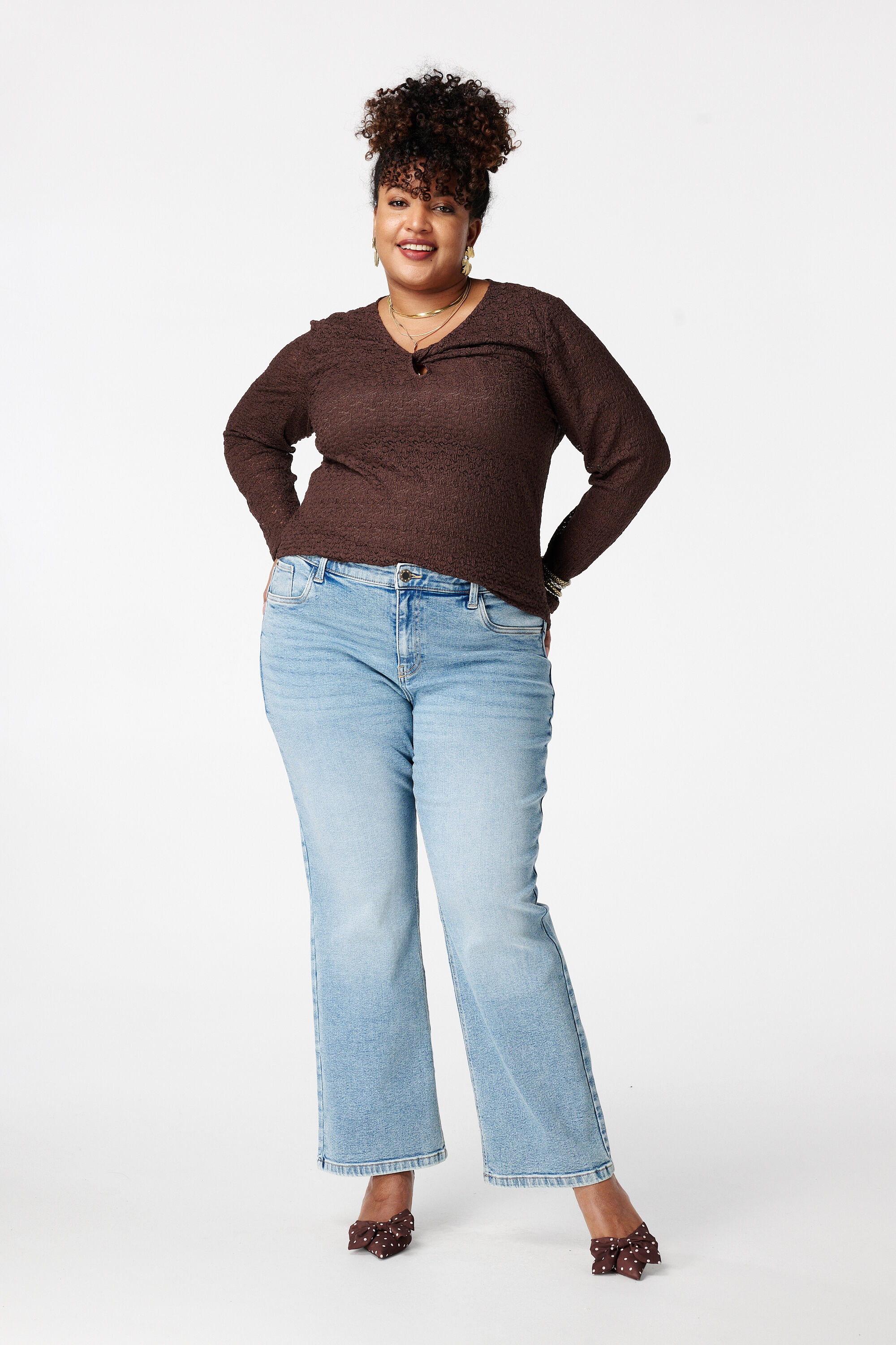 Straight leg jeans met mid waist