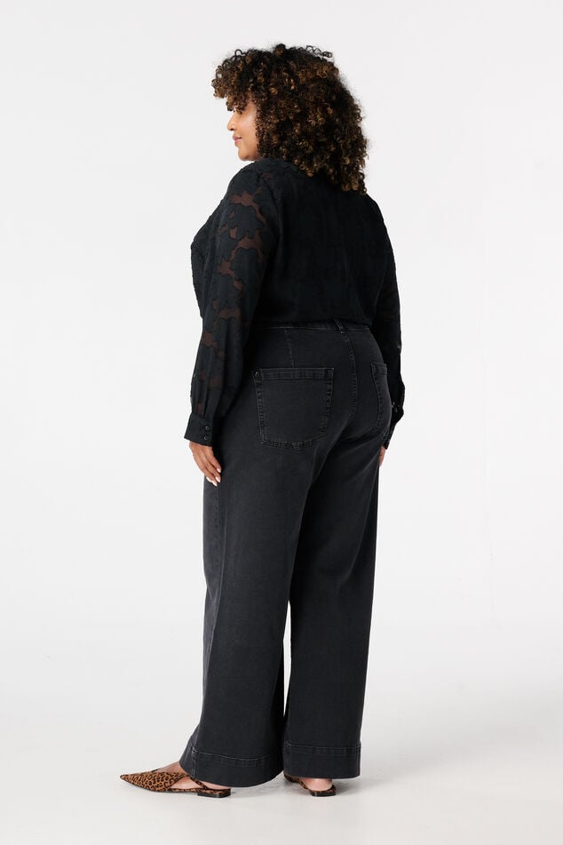 Wide leg jeans met sierknopen image number 3