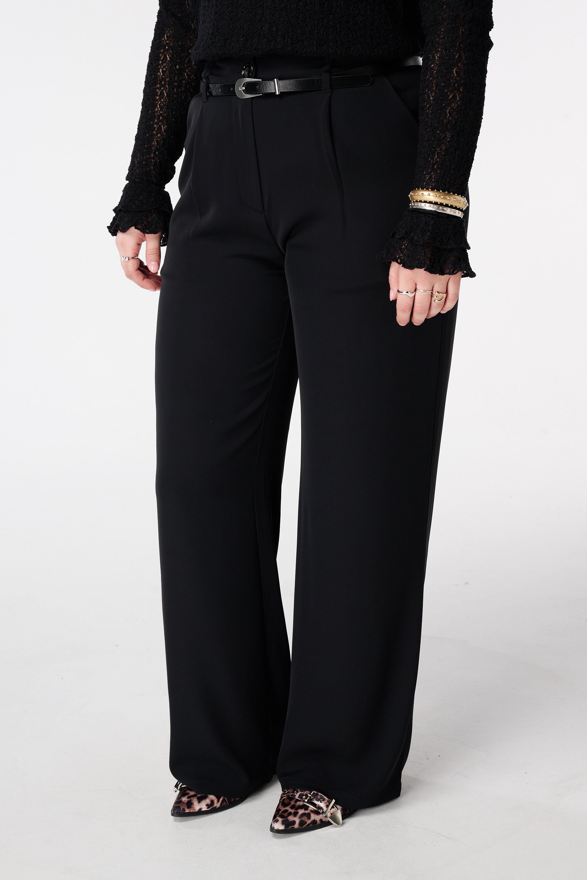 Wide leg pantalon met ceintuur image number 5