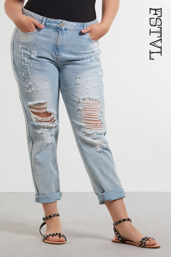 Boyfriend jeans met scheuren