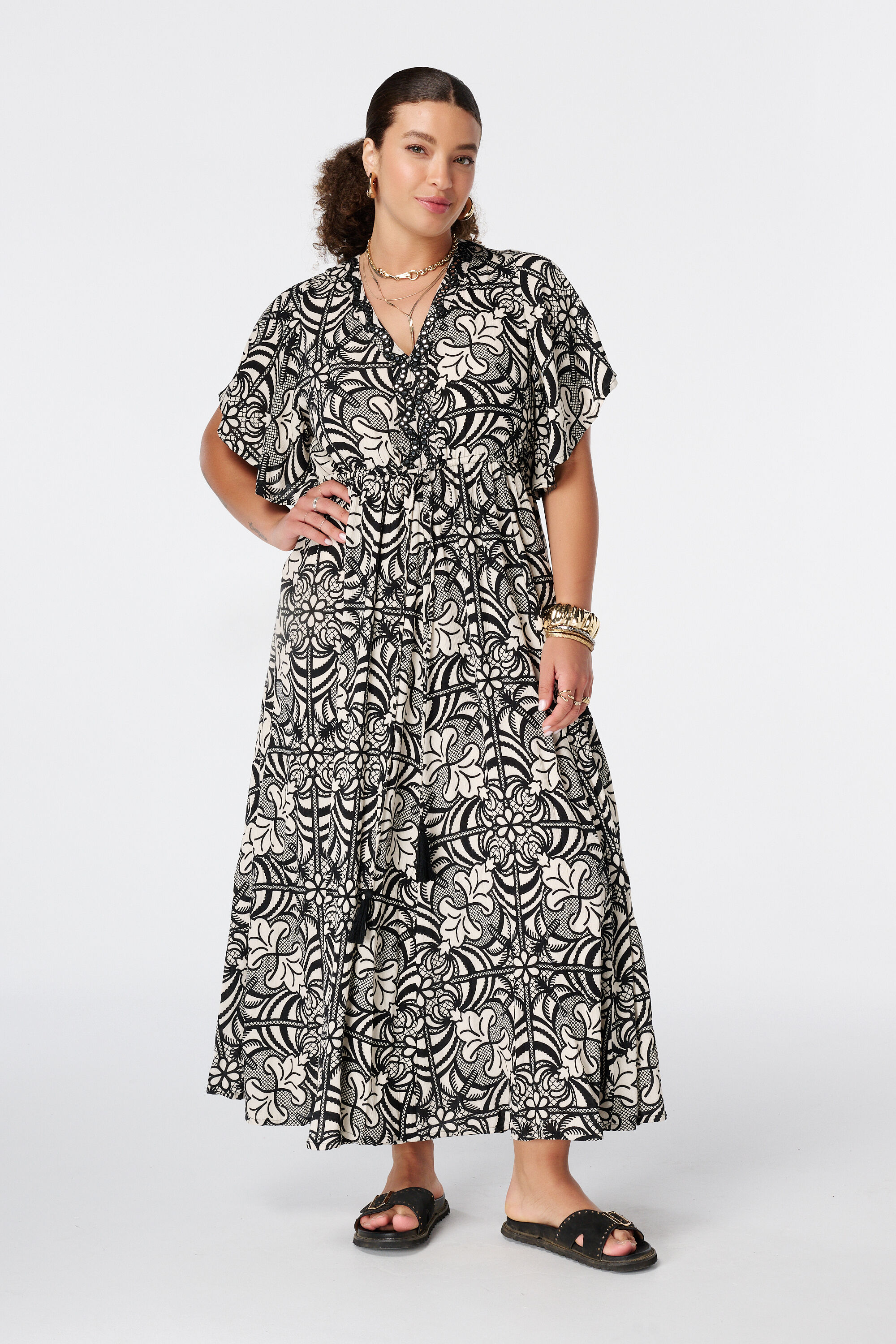 Maxi jurk met vlindermouwen