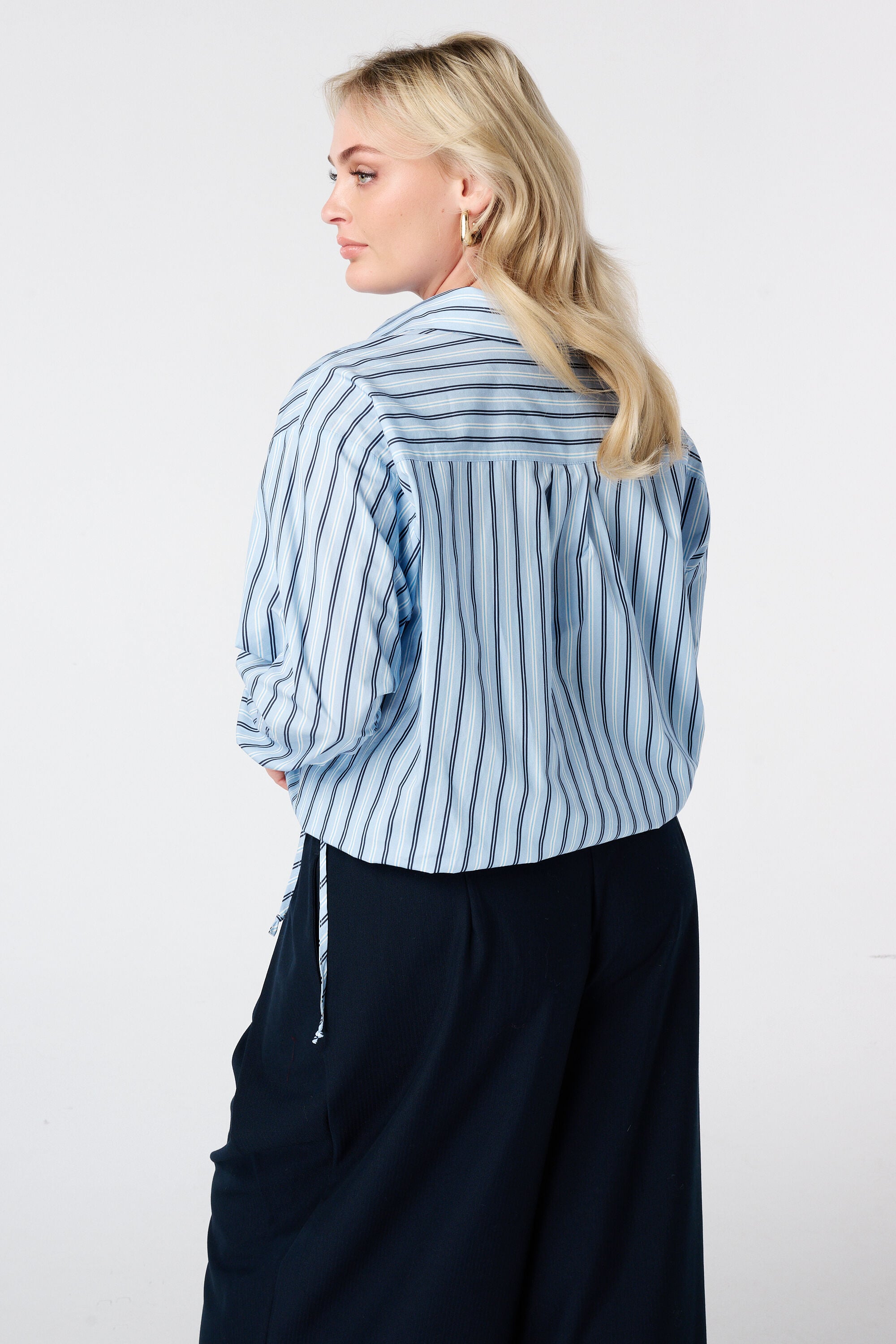 Gestreepte ballon blouse image number 1