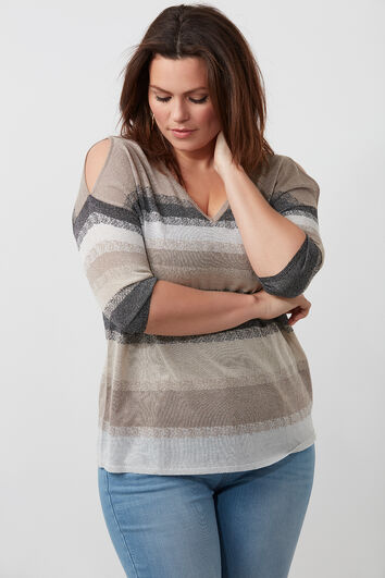 Top cold-shoulder met glans