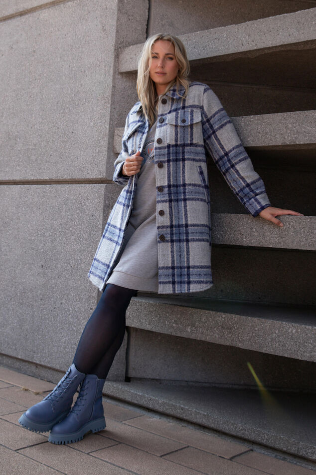 Lange geruite shacket  image number 0